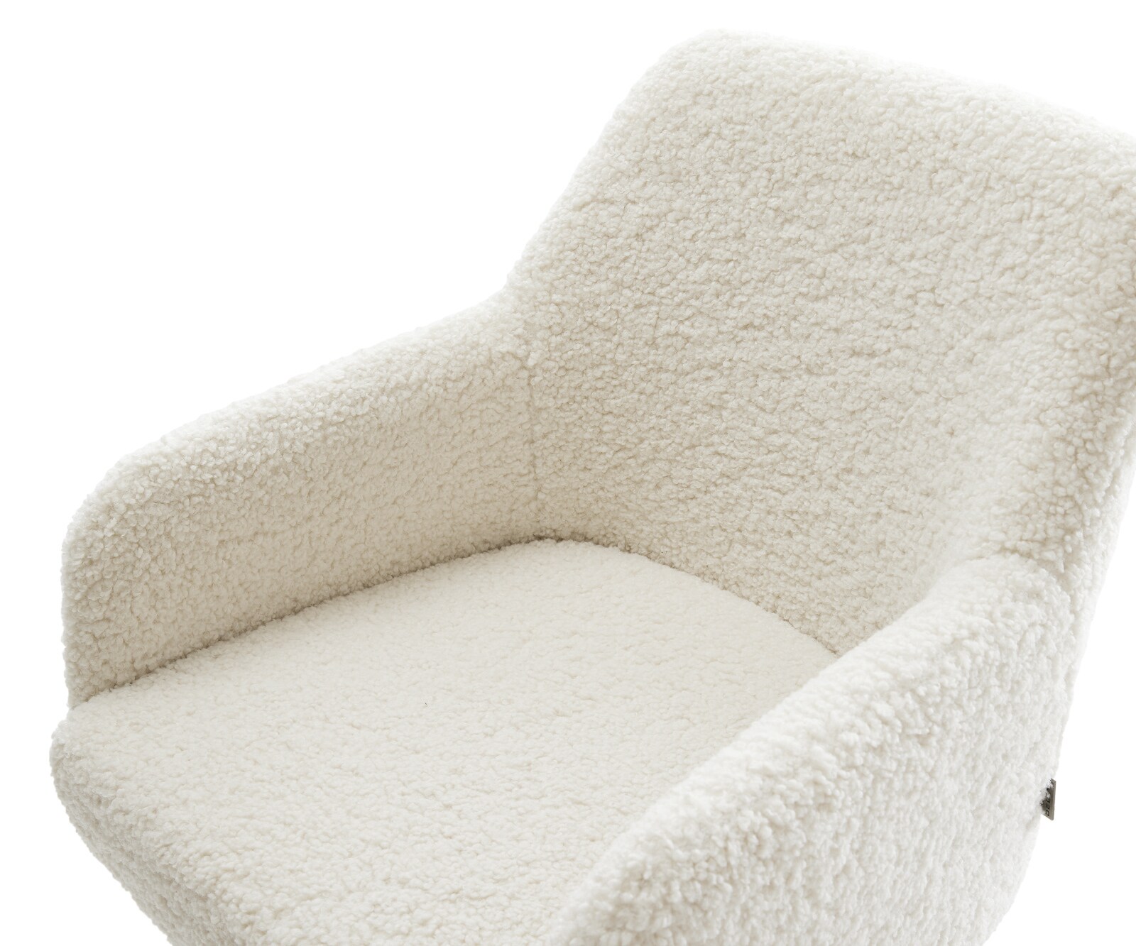 Въртящ се стол Greg-Flex Teddy плат Бежов, Кръстосана рамка широка, Неръждаема стомана, Въртене на 360°, Люлееща се функция Ядро от джобни пружини 3