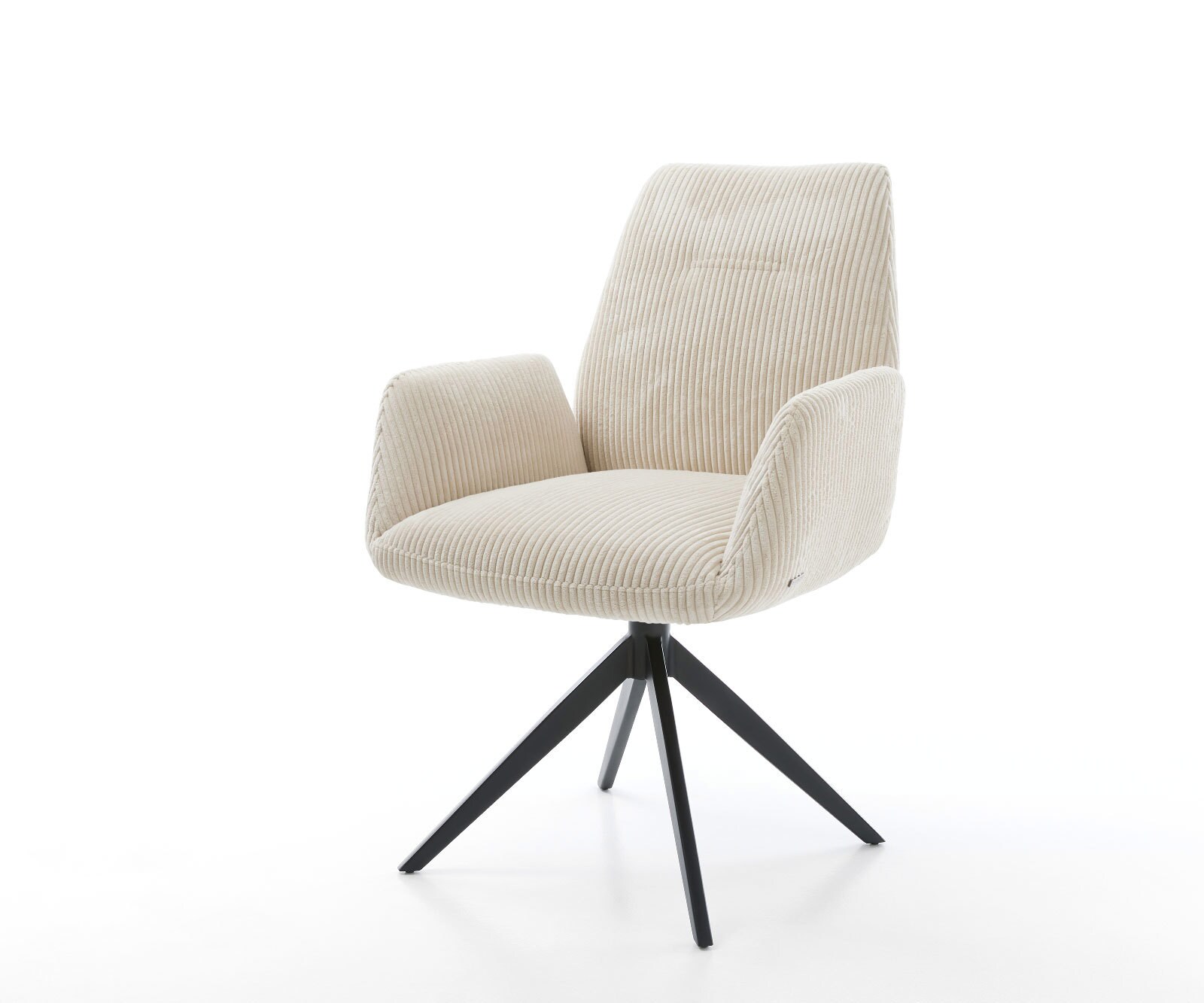 Врътящ се стол Корд Бежов Конус крак плосък Черен 360° въртящ се Zoa-Flex 1