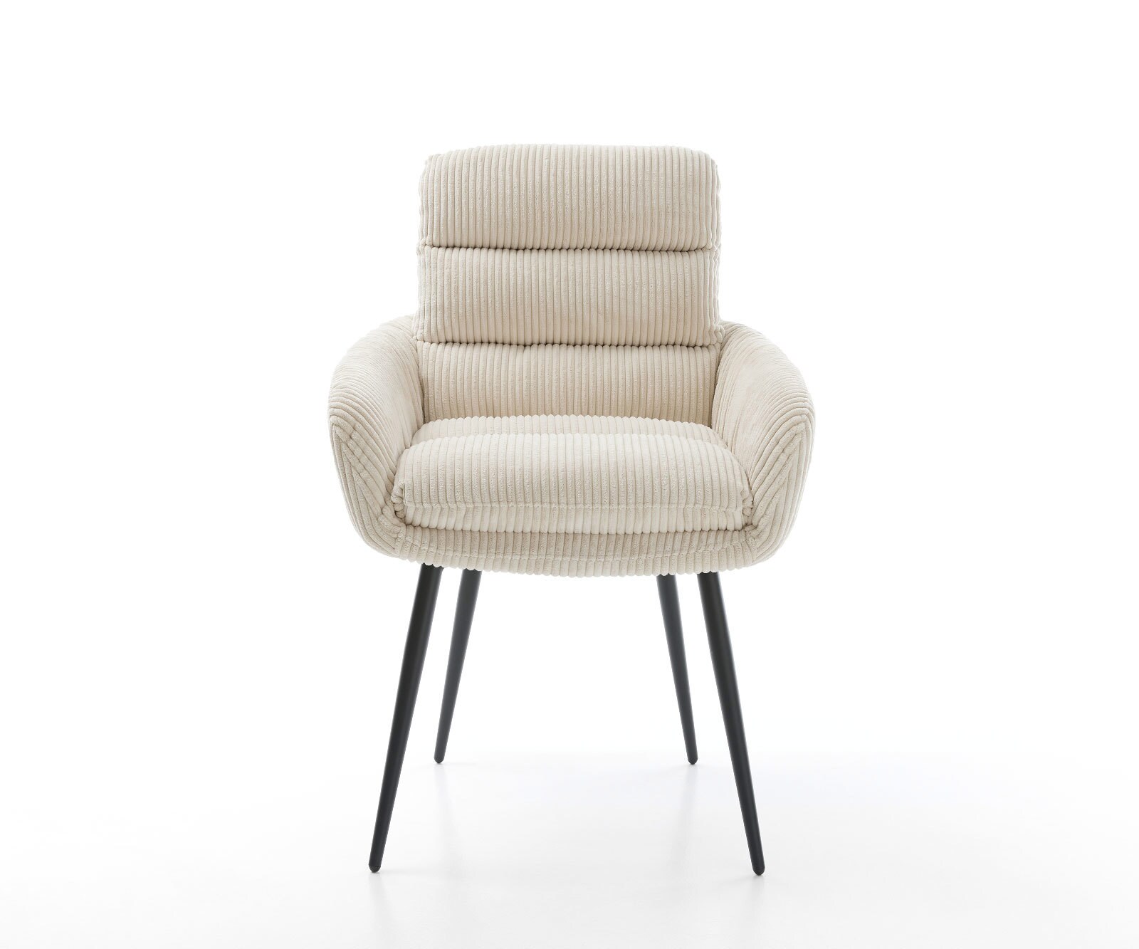 Стол с подлакътници Корд Бежов 4-крака Прави Черни Abelia-Flex 2