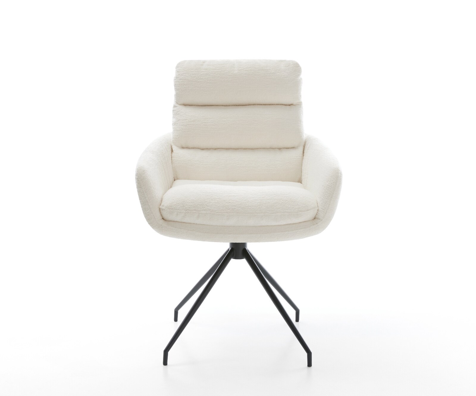 Трапезен стол Abelia-Flex с подлакътници Bouclé Soft Beige Кръстосана рамка конична Черно 2