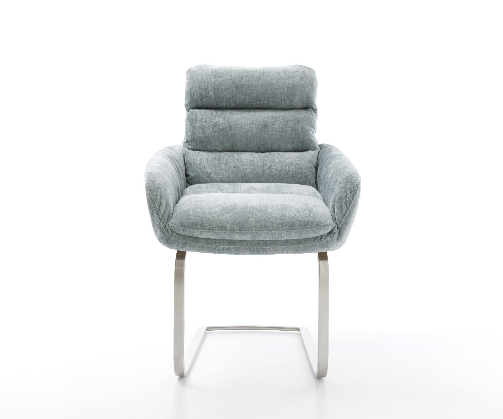 Люлеещ стол с подлакътници Шенил Пастелено син Конзолен крак плосък Неръждаема стомана Abelia-Flex 2