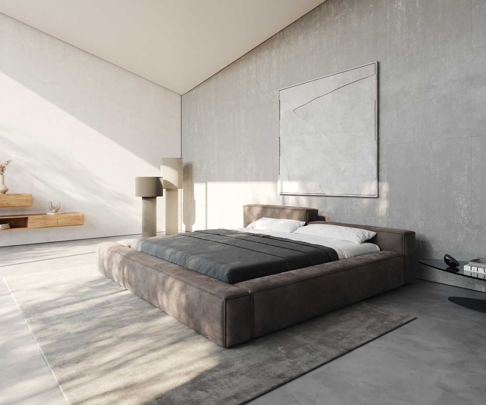 Тапицирано легло Kalinea 180x200 cm от микрофибър сив Тапицирано легло Kalinea 180x200 cm от микрофибър сив