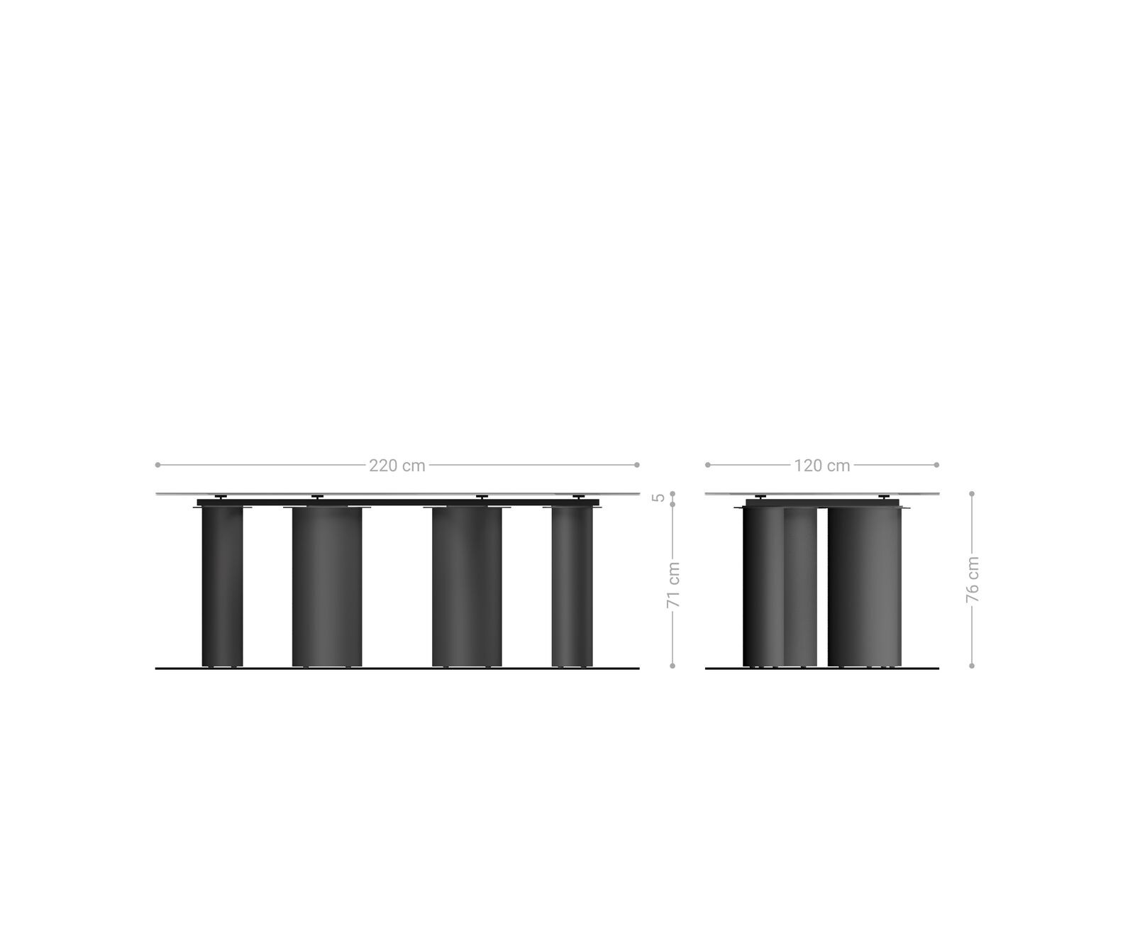Маса Oval 220x120 Keramik Minas Melange Бял-Бежов Pilier Неръждаема стомана Edge 8