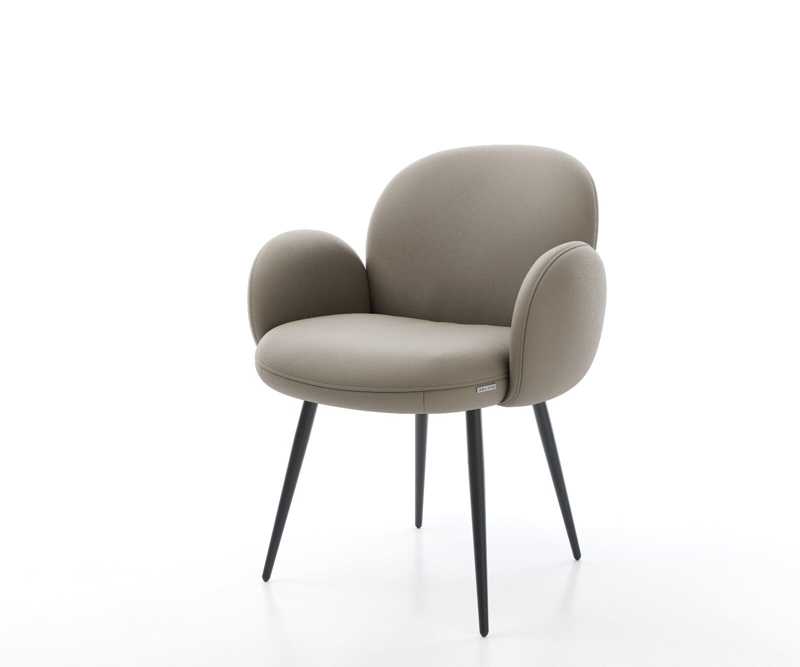 Стол Естествена кожа Сиво-Кафяв 4-крака Прави Черни Покет пружина Nube-Flex