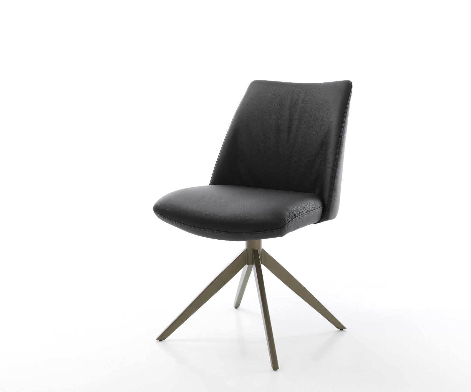 Въртящ се стол Elso-Flex Естествена кожа Черна кръстосана рамка широка Ефектно покритие Титан 360° въртене Люлееща се функция Ядро от джобни пружини 1