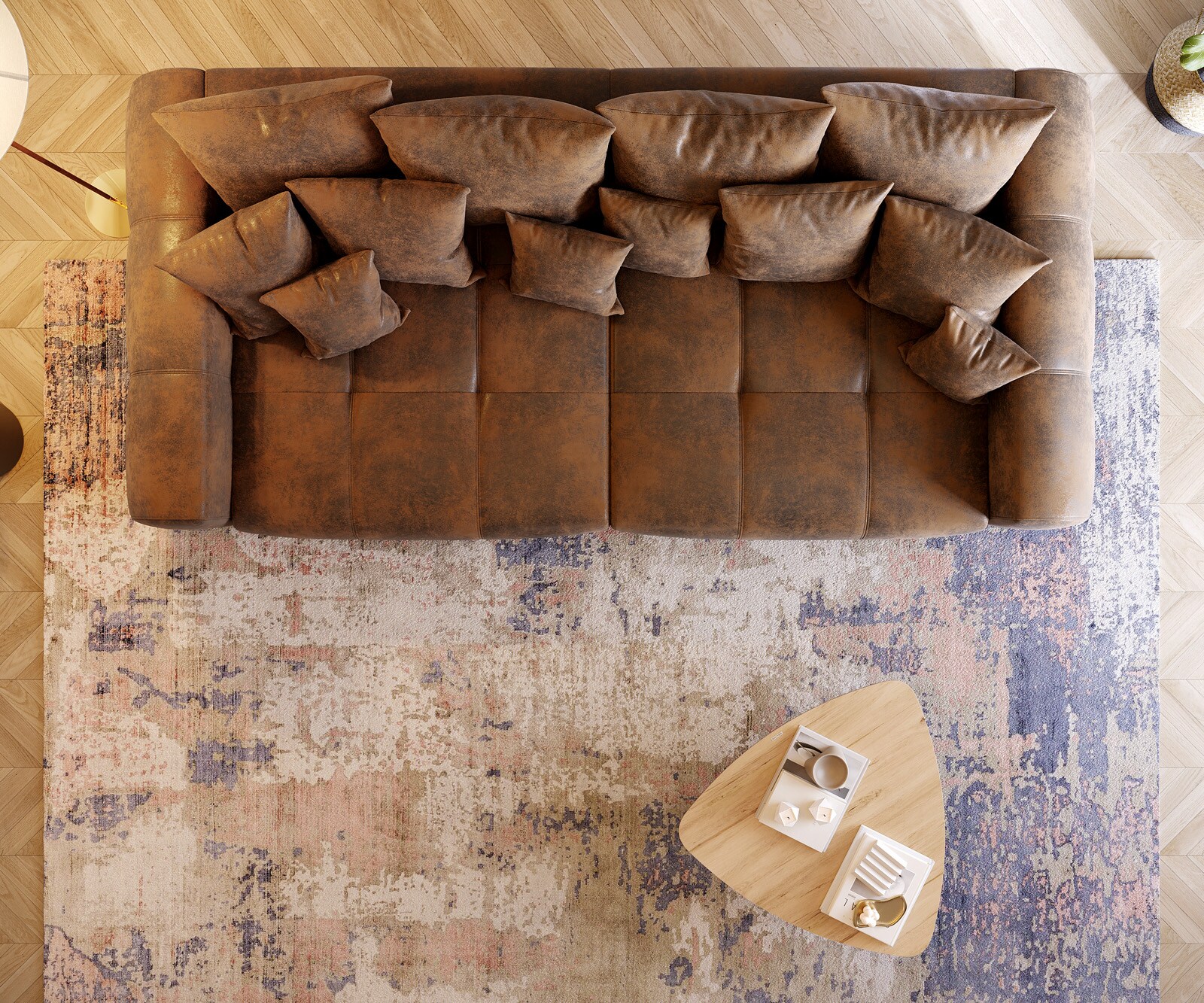 Голям диван 310x135 cm Кафяв Античен вид с възглавници Violetta 5 Голям диван 310x135 cm Кафяв Античен вид с възглавници Violetta 5