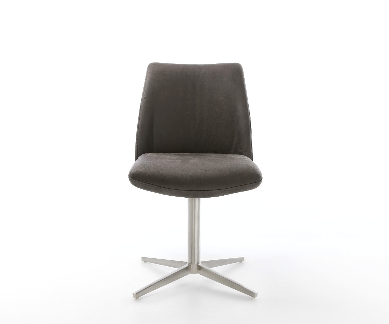 Врътящ се стол Микрофибър Антрацит Винтидж Офис основа Неръждаема стомана 360° въртящ се Покет пружина Elso-Flex 2