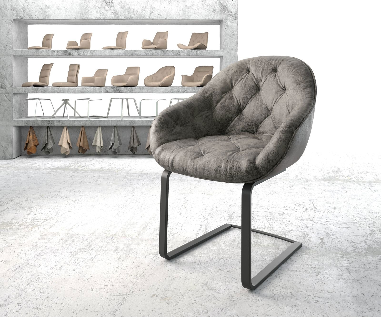 Люлеещ стол Сив Антик Конзолен крак плосък Черен Gaio-Flex 1