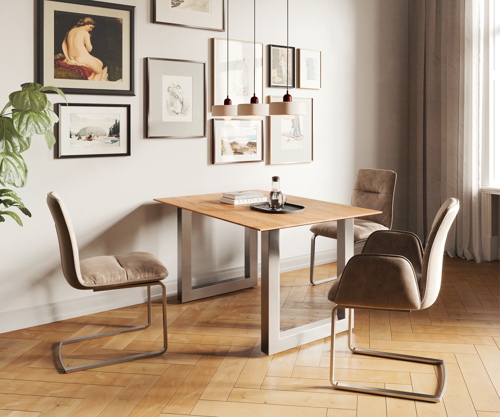 Маса 140x90 Акация Натурал Неръждаема стомана Широк профил Швейцарски ръб Edge 5 Маса 140x90 Акация Натурал Неръждаема стомана Широк профил Швейцарски ръб Edge 5