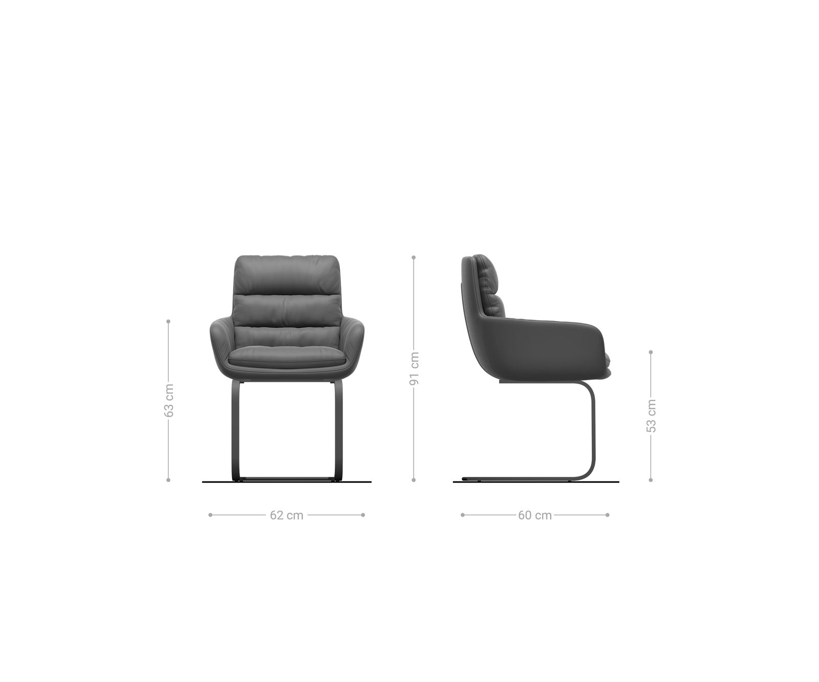 Люлеещ стол с подлакътници Букле Бял Конзолен крак плосък Черен Abelia-Flex 6