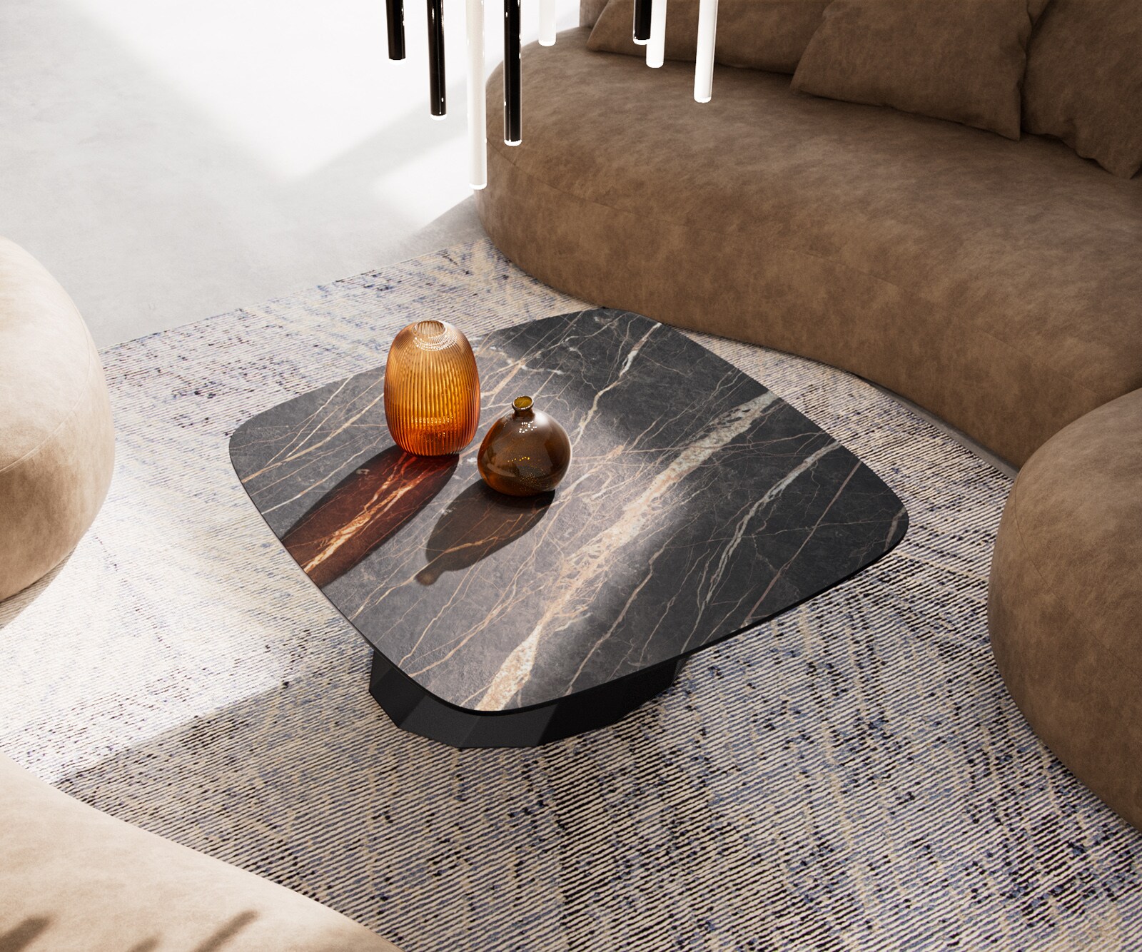 Масичка за кафе Edge Boot 90x90 cm Ceramic Laminam® Noir Desir Brown Parabi Metal Black 4