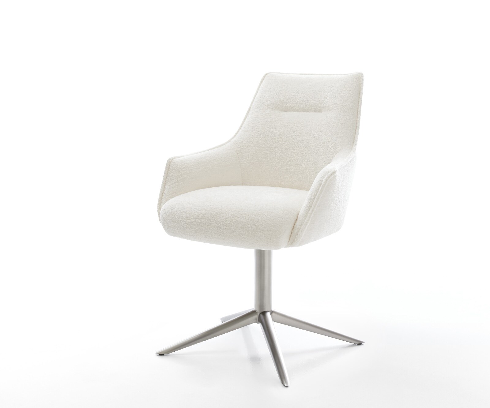 Въртящ се стол Alja-Flex с подлакътници Bouclé Soft Beige Основа от неръждаема стомана Завъртане на 360° Люлееща се функция Ядро от джобни пружини 1