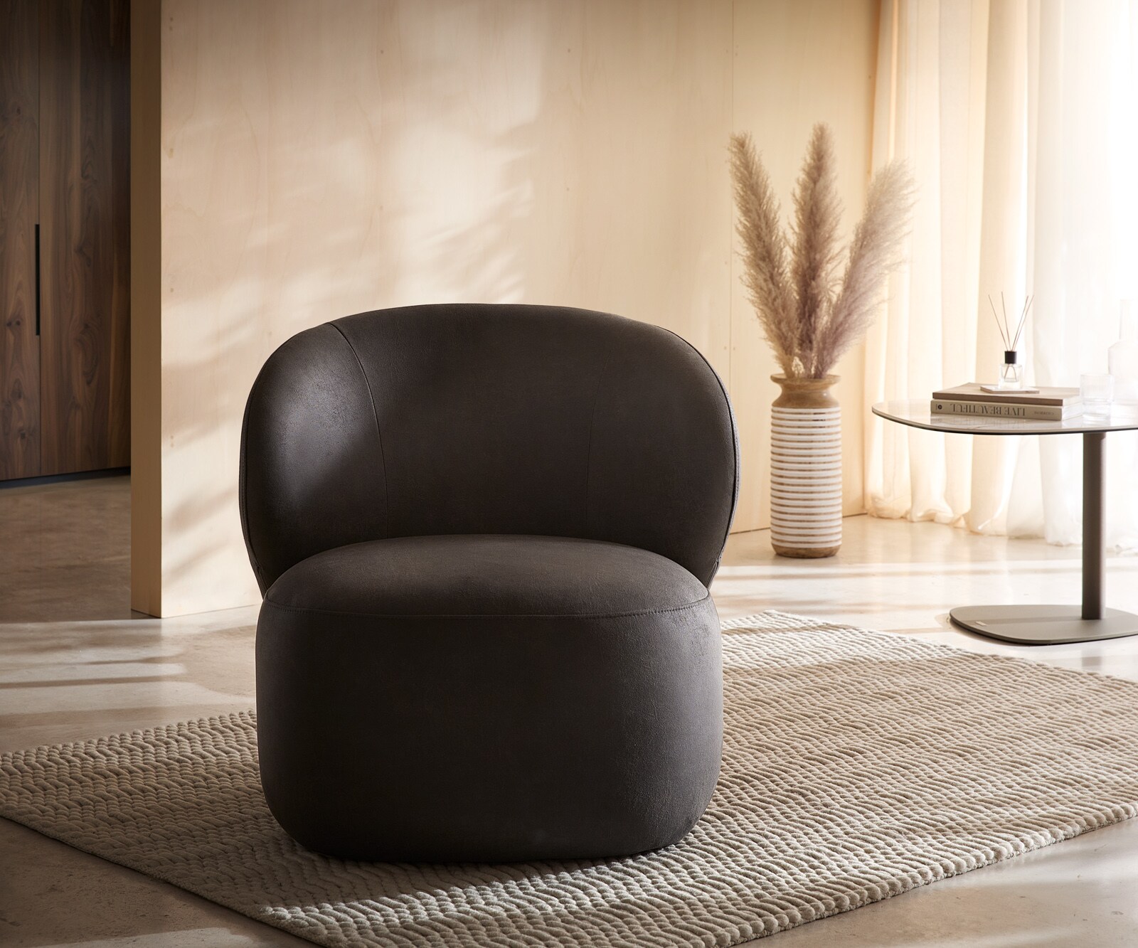 Стол за отдих Pulo 80x80 cm микрофибър антрацит реколта 5