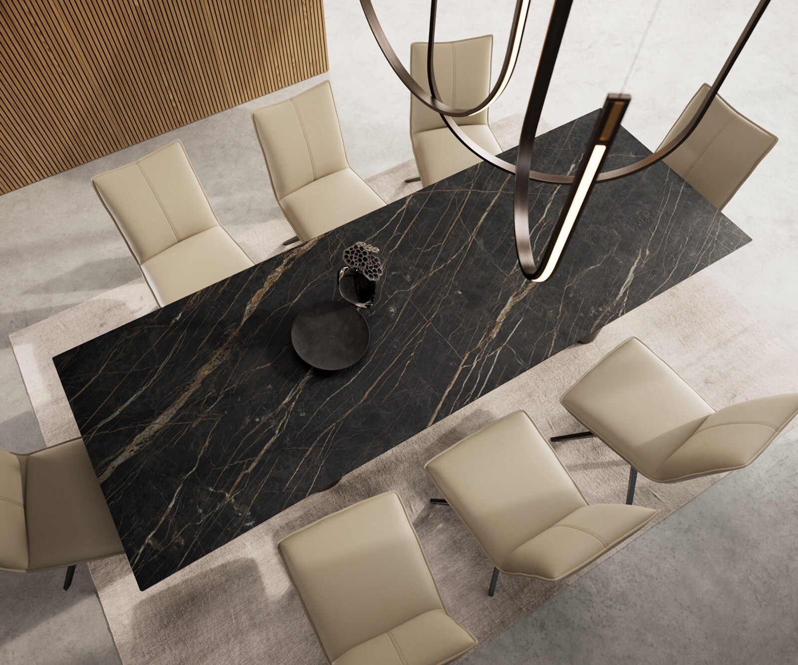 Трапезна маса Edge 300x100, керамика Laminam, ®, Noir Desir, кафяво Pilier, неръждаема стомана, графит 5