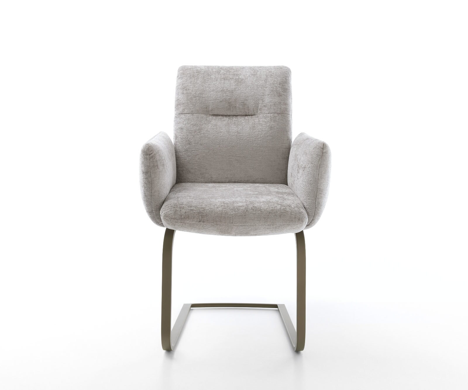 Люлеещ стол с подлакътници Шенил Сребристо сив Конзолен крак плосък  Титан Покет пружина Jova-Flex 2