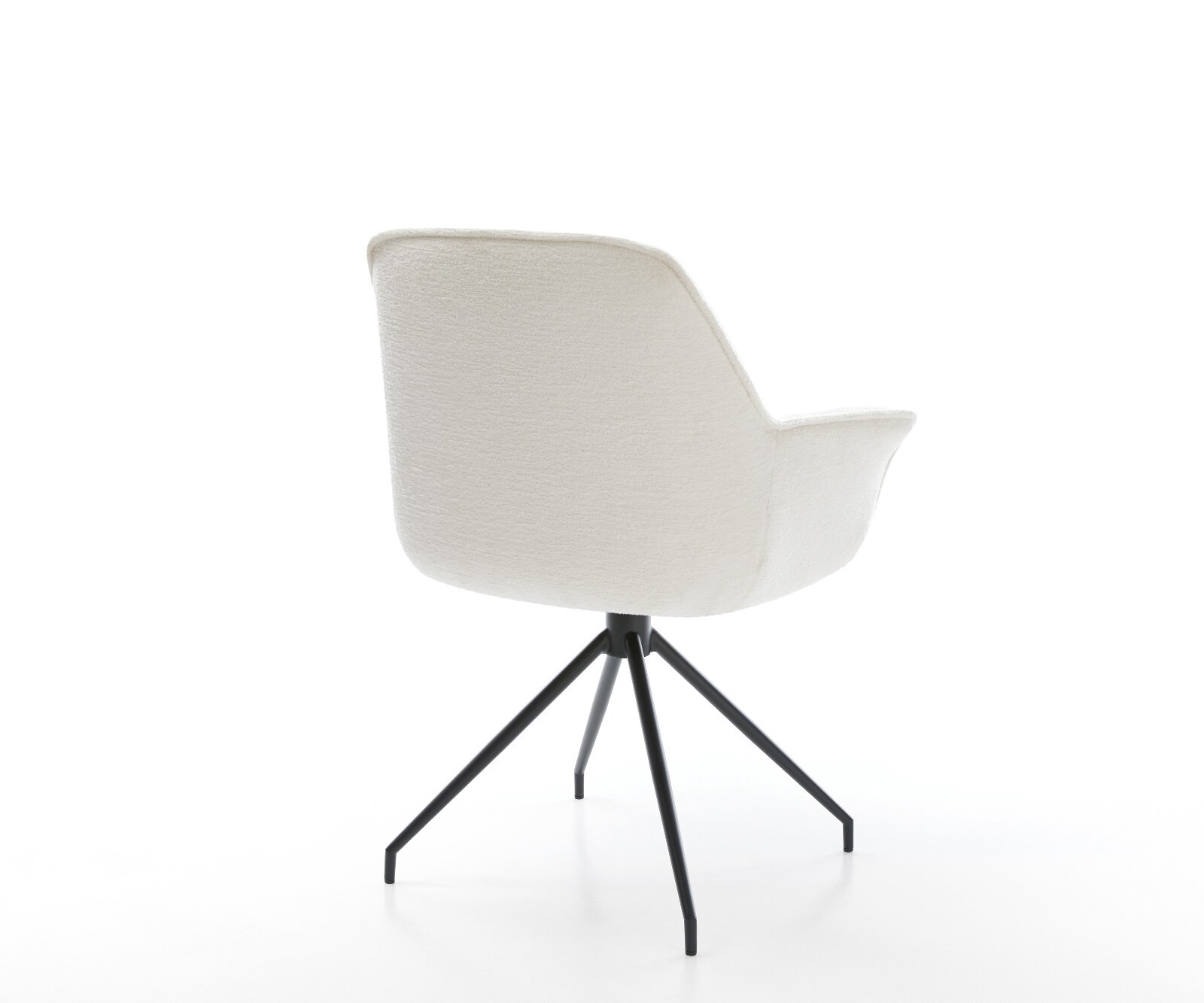 Трапезен стол Keila-Flex с подлакътници Bouclé Soft Beige Конична кръстосана рамка в черно 4