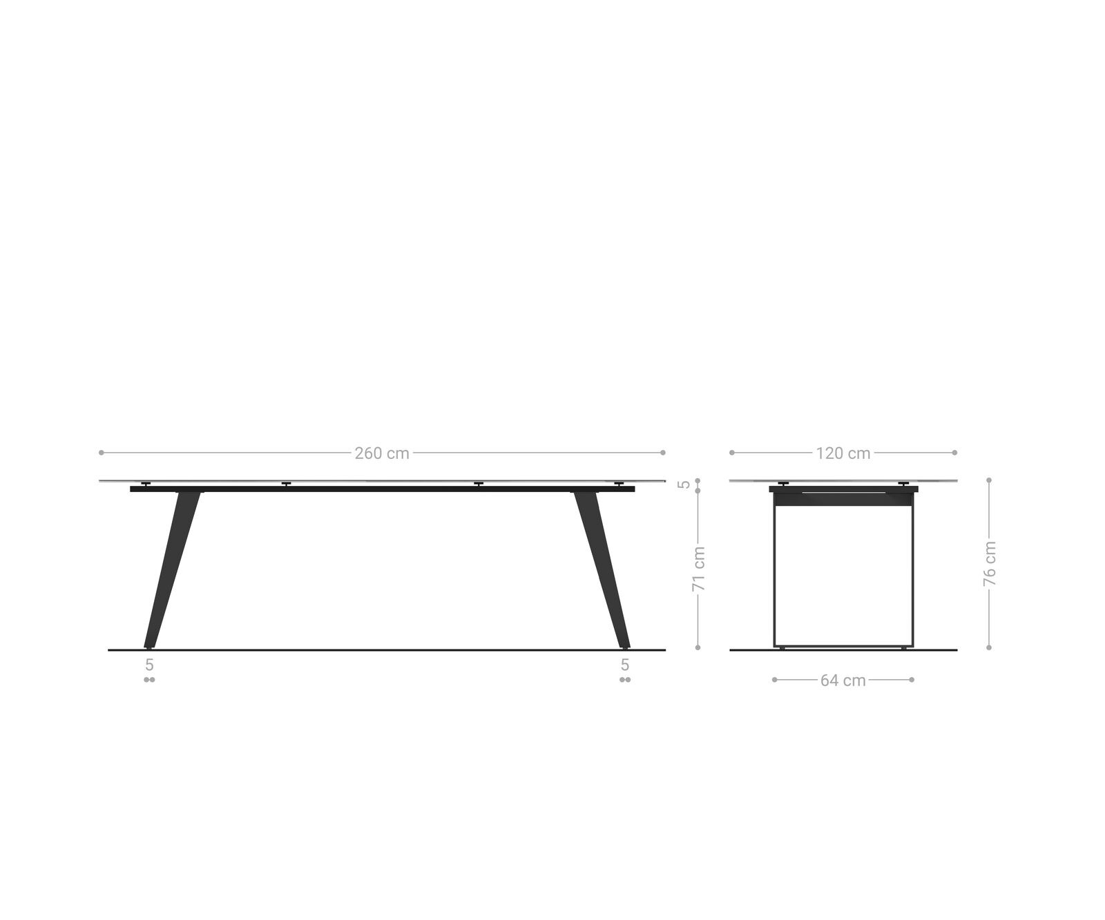 Трапезна маса Edge Boot 260x120 см, керамика Laminam „®“, цвят „Sabbia“ (дъбов), метал, наклонена, черна 8