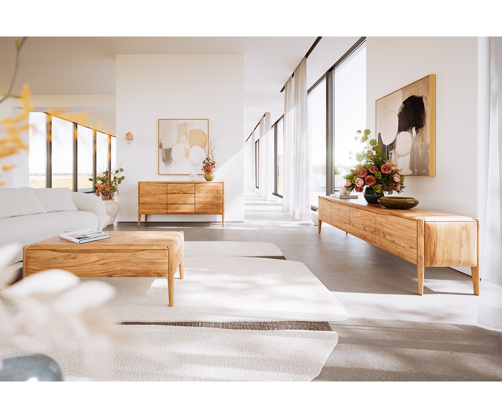 Шкаф Simcha 175 cm естествена акация 4 врати 5