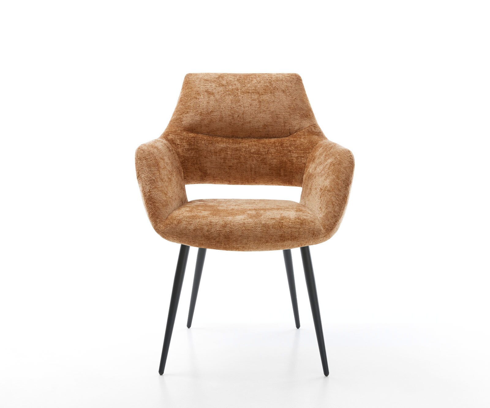 Трапезен стол с подлакътници Шенил Ръжда 4 крака конични Черен Yago-Flex 1 Трапезен стол с подлакътници Шенил Ръжда 4 крака конични Черен Yago-Flex 1