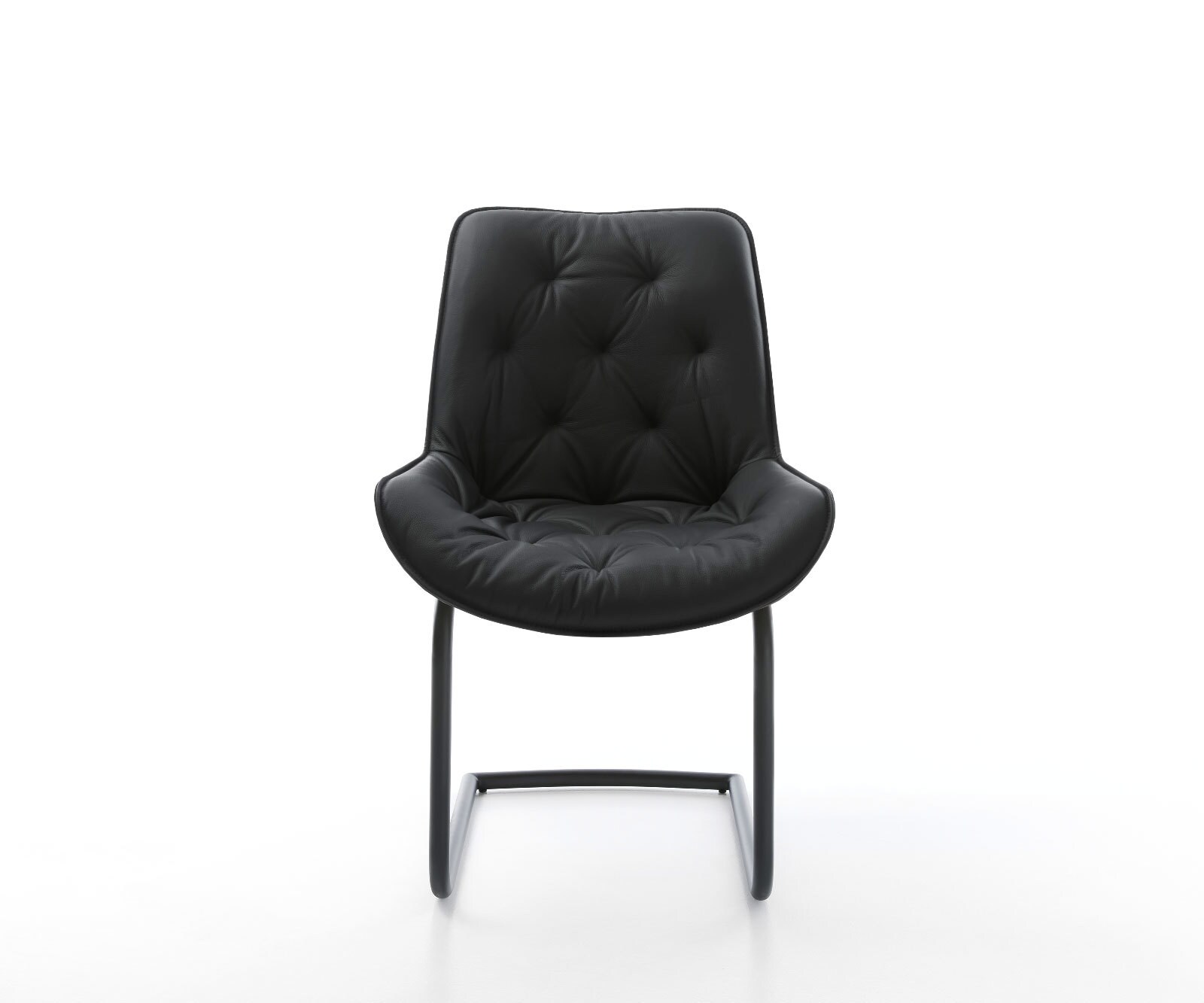 Люлеещ стол Естествена кожа Черен Конзолен крак кръгъл Черен Taimi-Flex 2