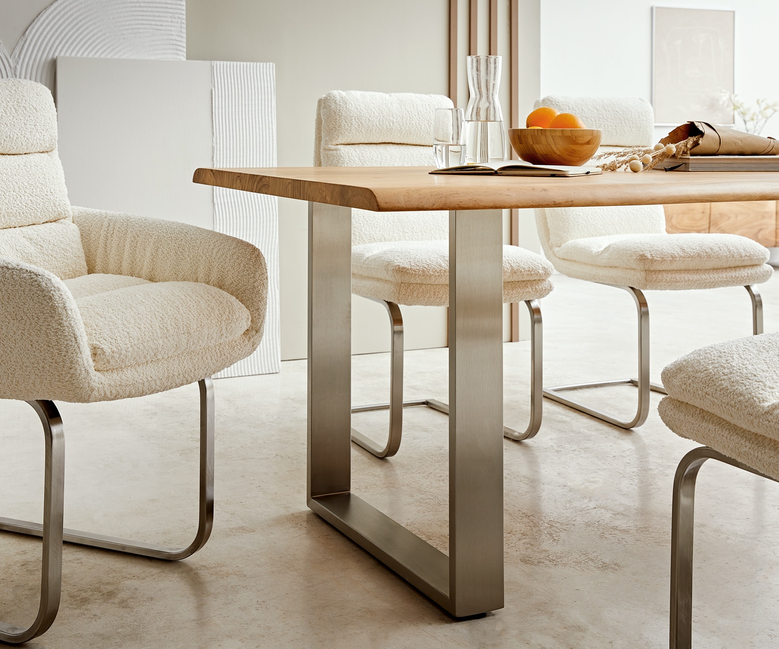 Маса 200x100 Акация Натурал Неръждаема стомана Тесен профил Edge 5 Маса 200x100 Акация Натурал Неръждаема стомана Тесен профил Edge 5