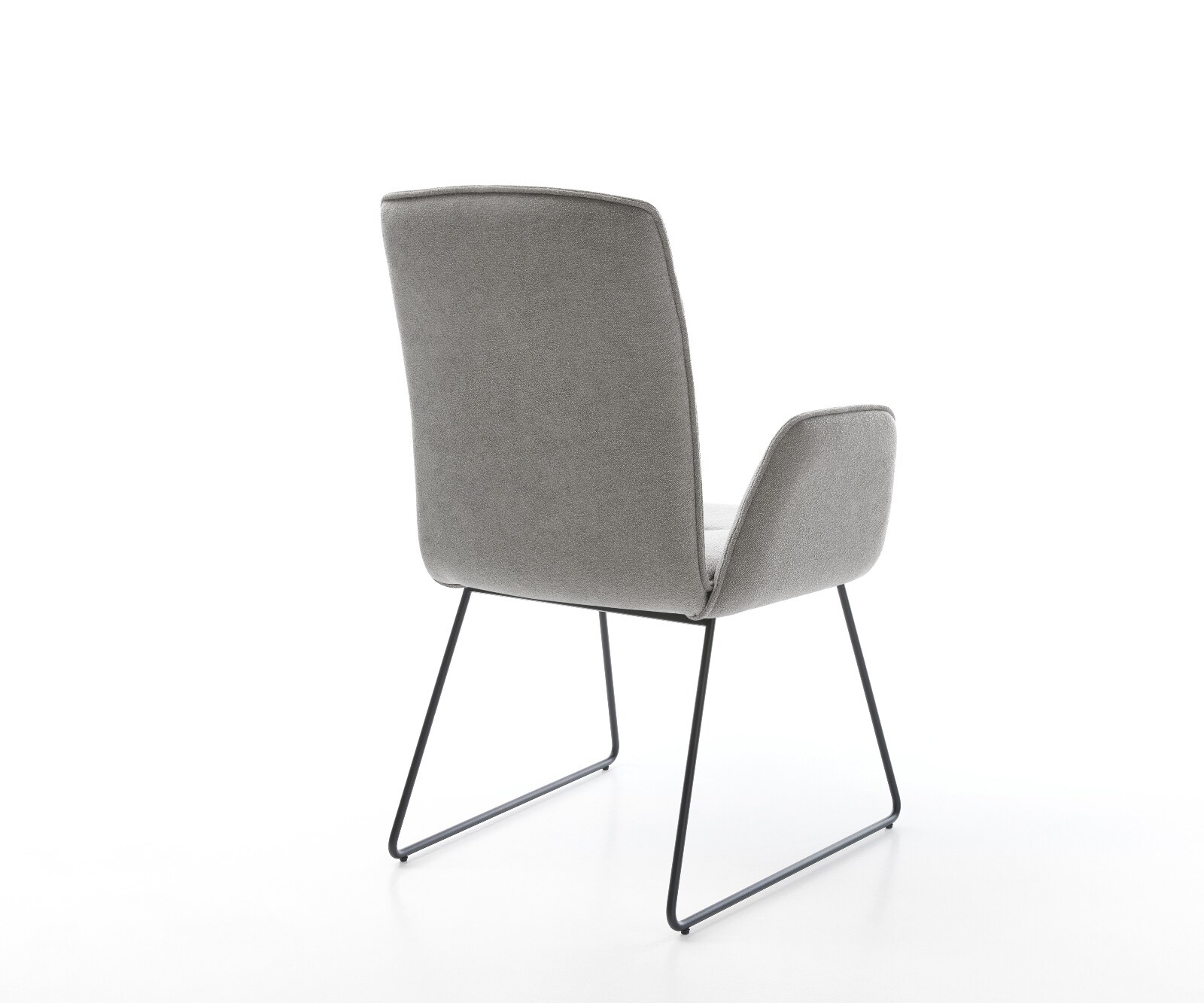 Трапезен стол Vinja-Flex с текстурирана тъкан, меко сив, основа за шейна, черна 5