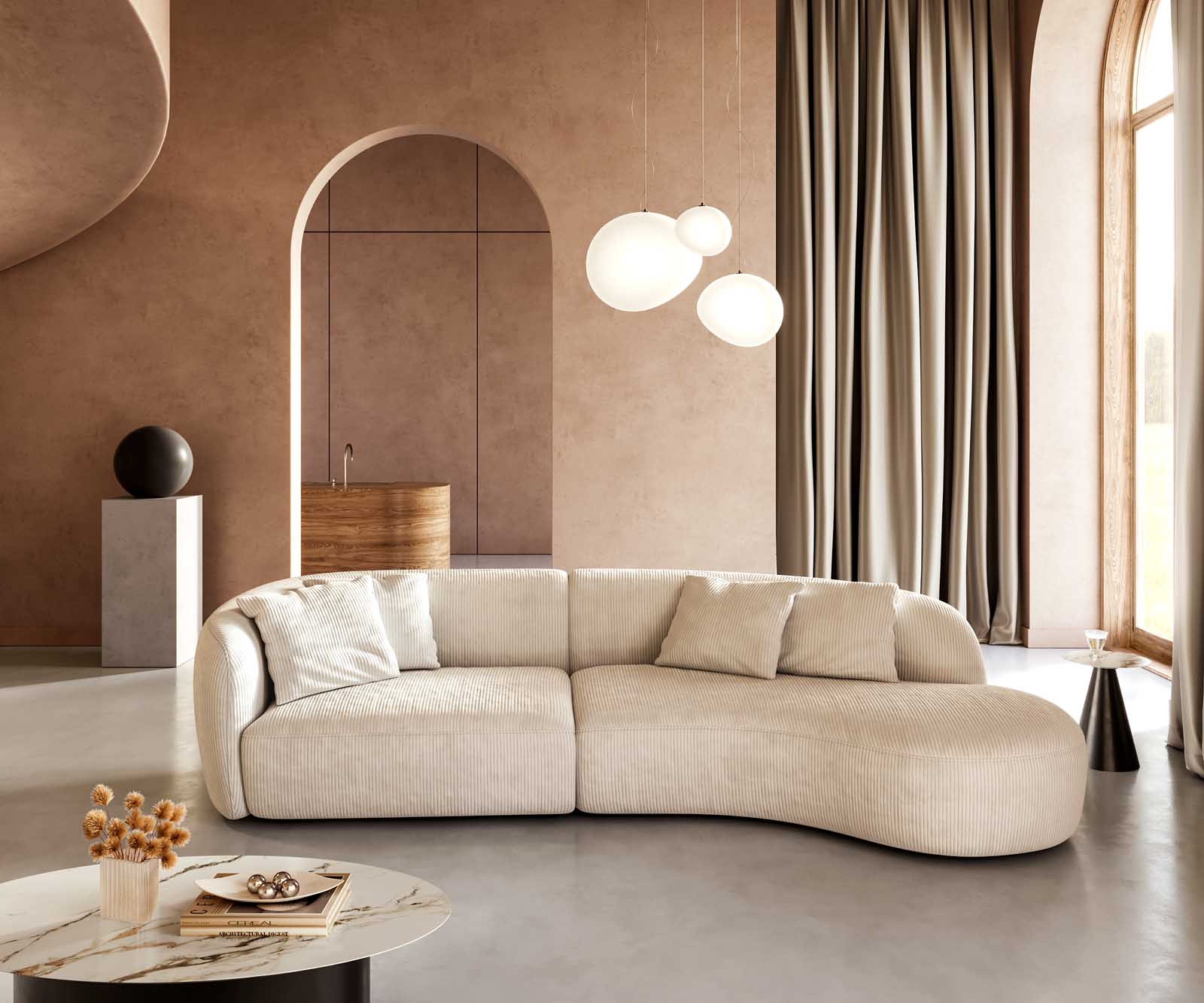 Диван Mairi 330х160 cm Cord Бежов 2 Диван Mairi 330х160 cm Cord Бежов 2