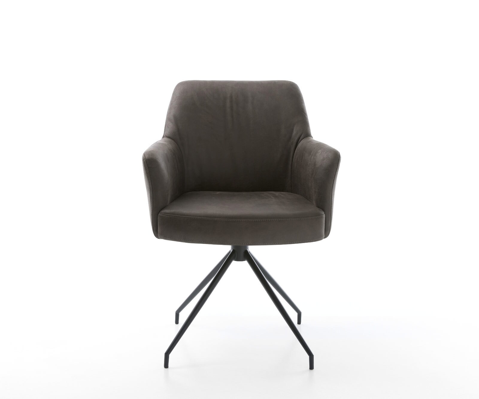 Врътящ се стол с подлакътници Антрацит Винтидж Конус крак кръгъл Черен 180° въртящ се Покет пружина Xana-Flex 2