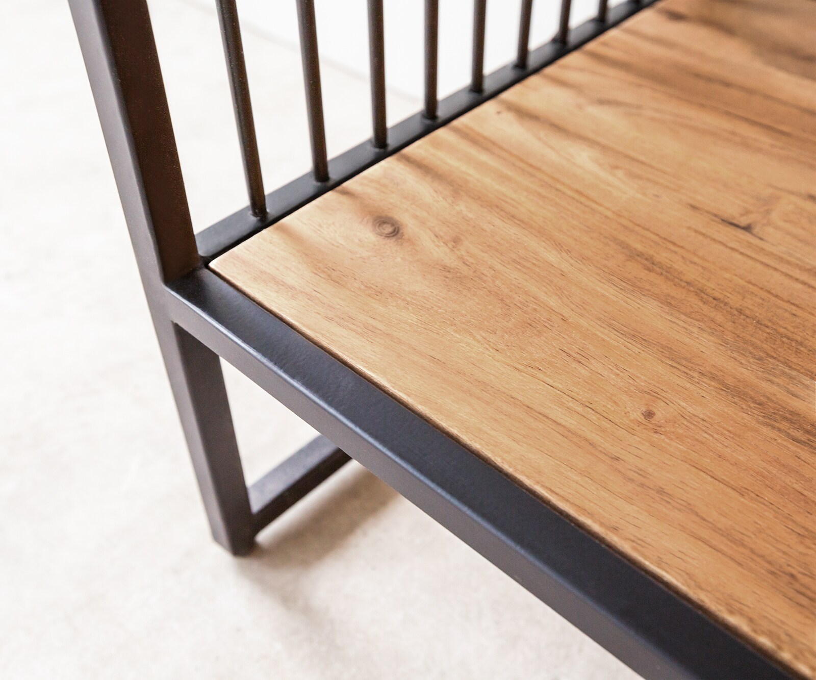 Библиотека Lukeo 115x200 cm естествена акация метал черен 2