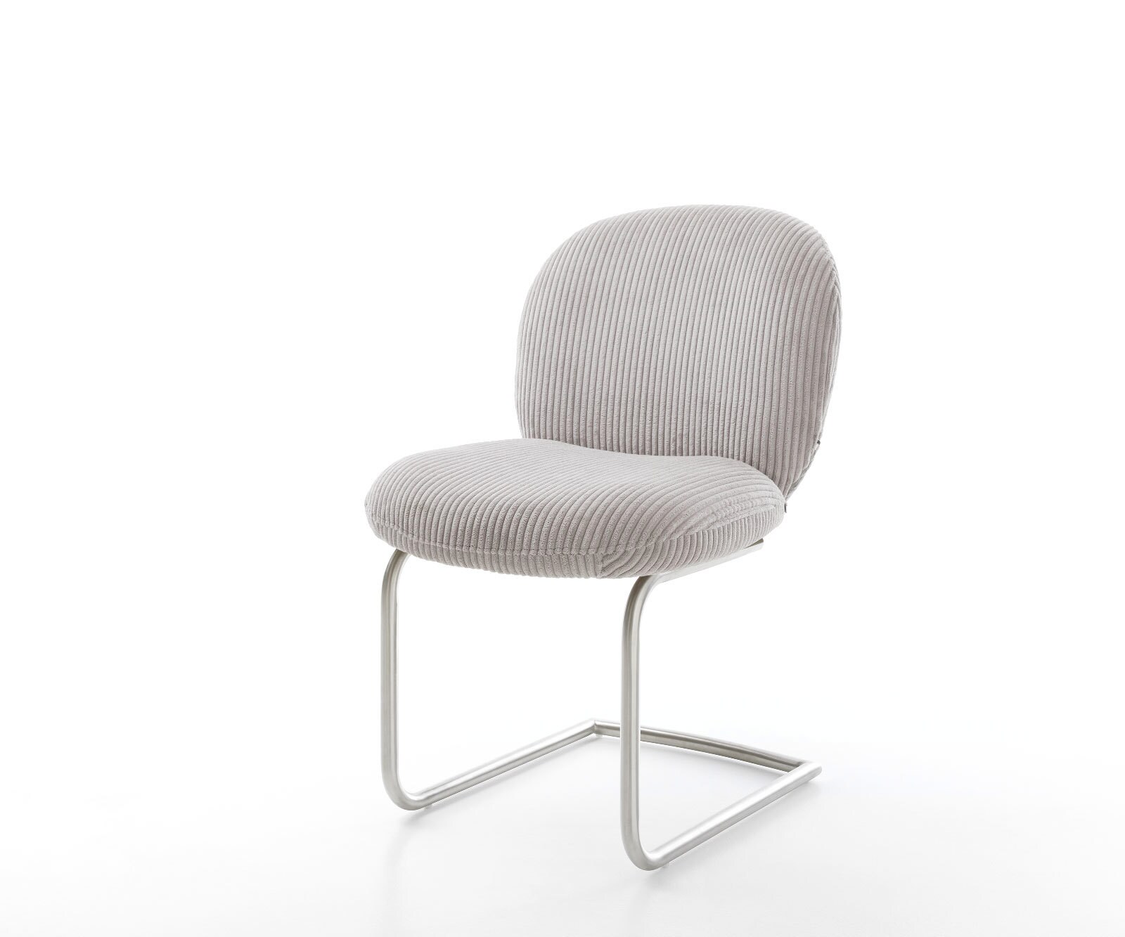 Люлеещ стол Корд Сребристо сив Конзолен крак кръгъл Неръждаема стомана Покет пружина Nube-Flex