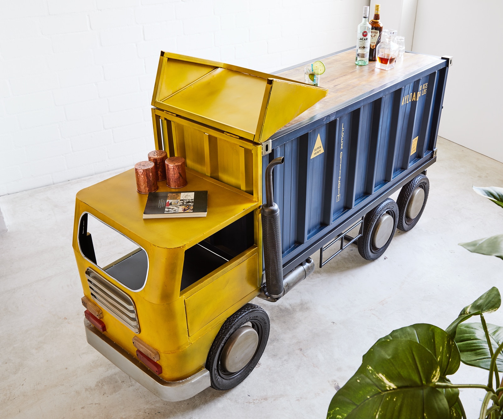 Бар 220x110 cm Мангово дърво Метал Син-Жълт LKW 4 Бар 220x110 cm Мангово дърво Метал Син-Жълт LKW 4