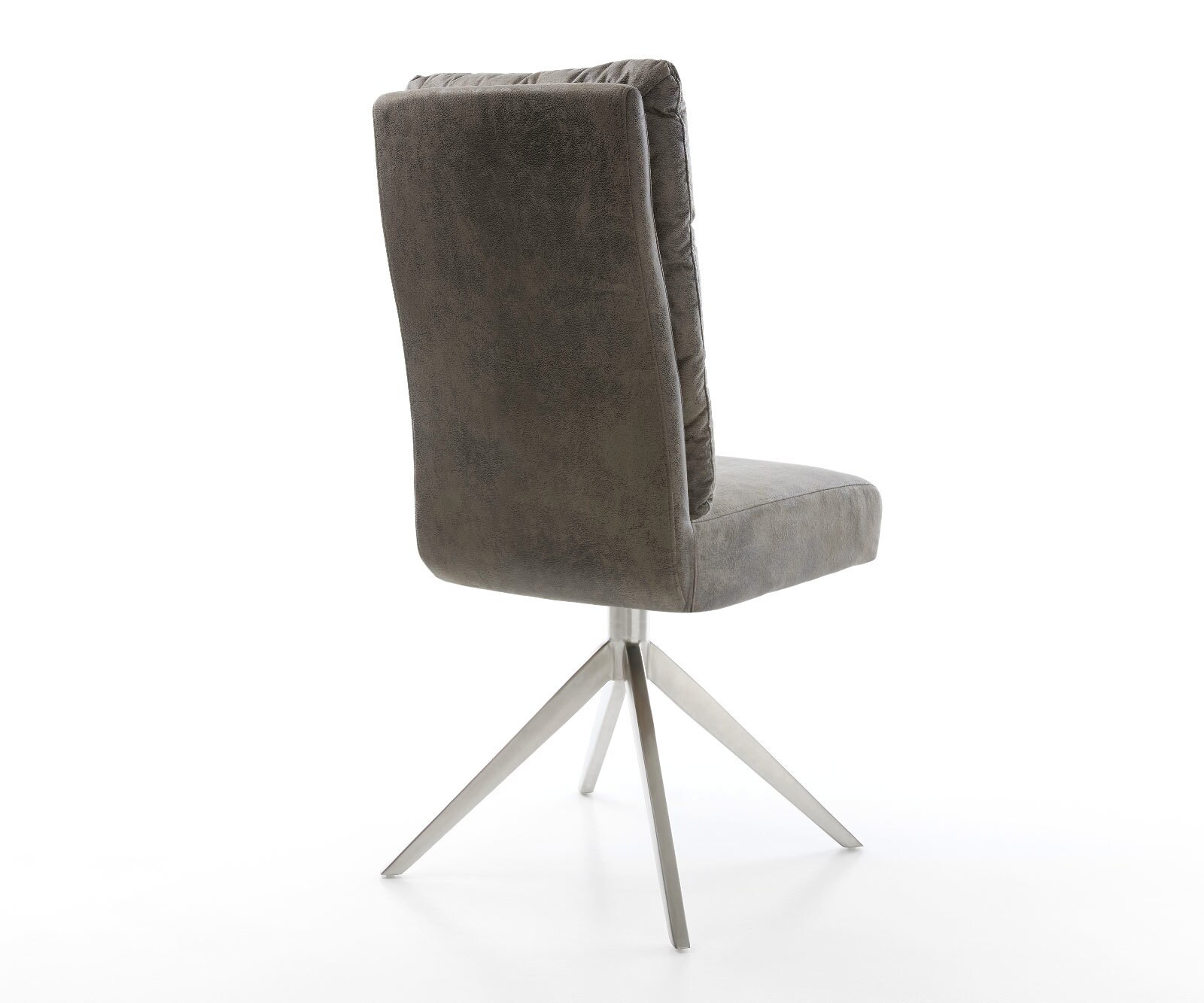 Въртящ се стол Pela-Flex от микрофибър сив античен кръст широка рамка от неръждаема стомана 360° въртяща се люлееща се функция сърцевина от джобни пружини 4