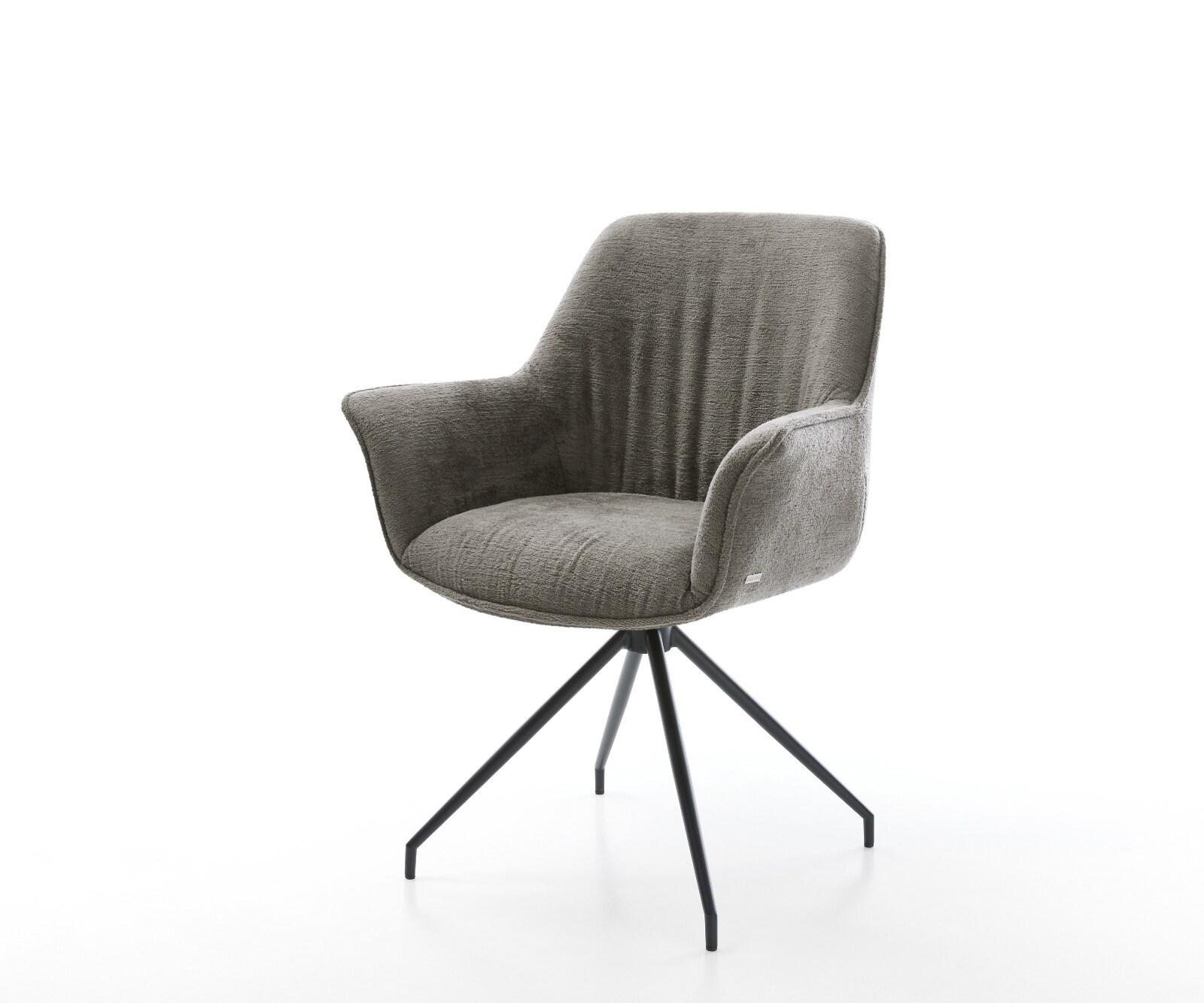 Трапезен стол Keila-Flex с подлакътници Bouclé Soft Mud Кръстосана рамка конична черна 1