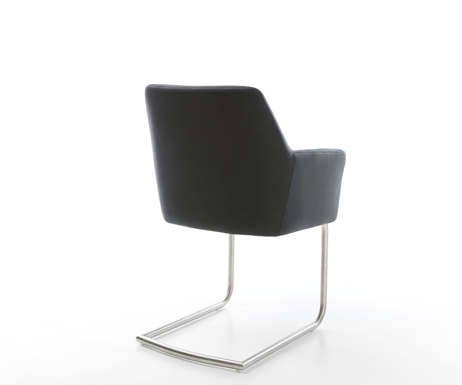 Люлеещ стол с подлакътници Естествена кожа Черен Конзолен крак кръгъл Неръждаема стомана Покет пружина Xana-Flex 5