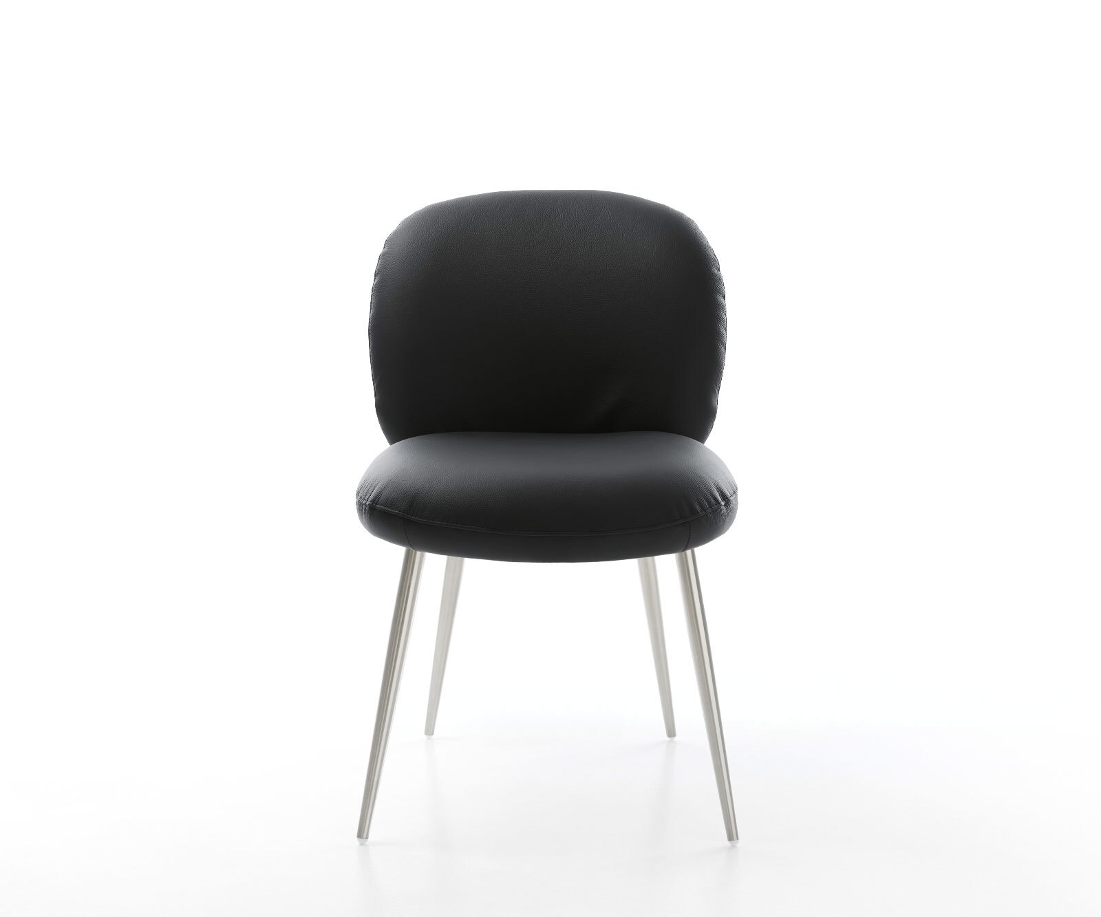 Трапезен стол Естествена кожа Черен 4 крака конични Неръждаема стомана Покет пружина Nube-Flex 1