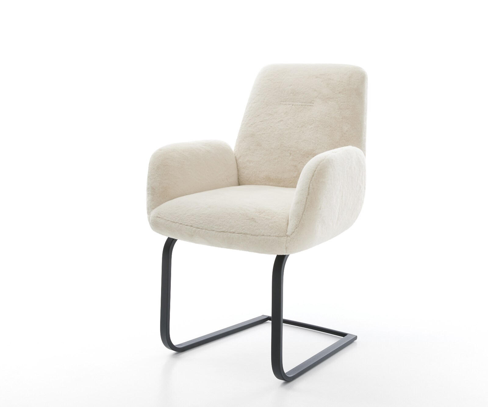 Стол с конзола Zoa-Flex плюш кремаво-бяло Стол с конзола плоско черно Ядро от джобни пружини 1