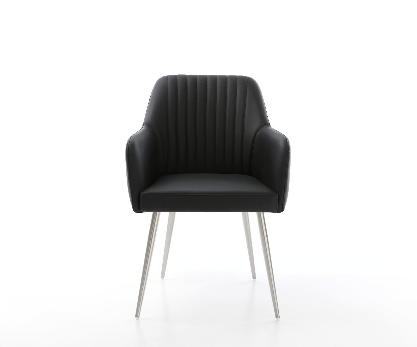 Кресло Естествена кожа, черна 4-крака Прави Неръждаема стомана Greg-Flex 2