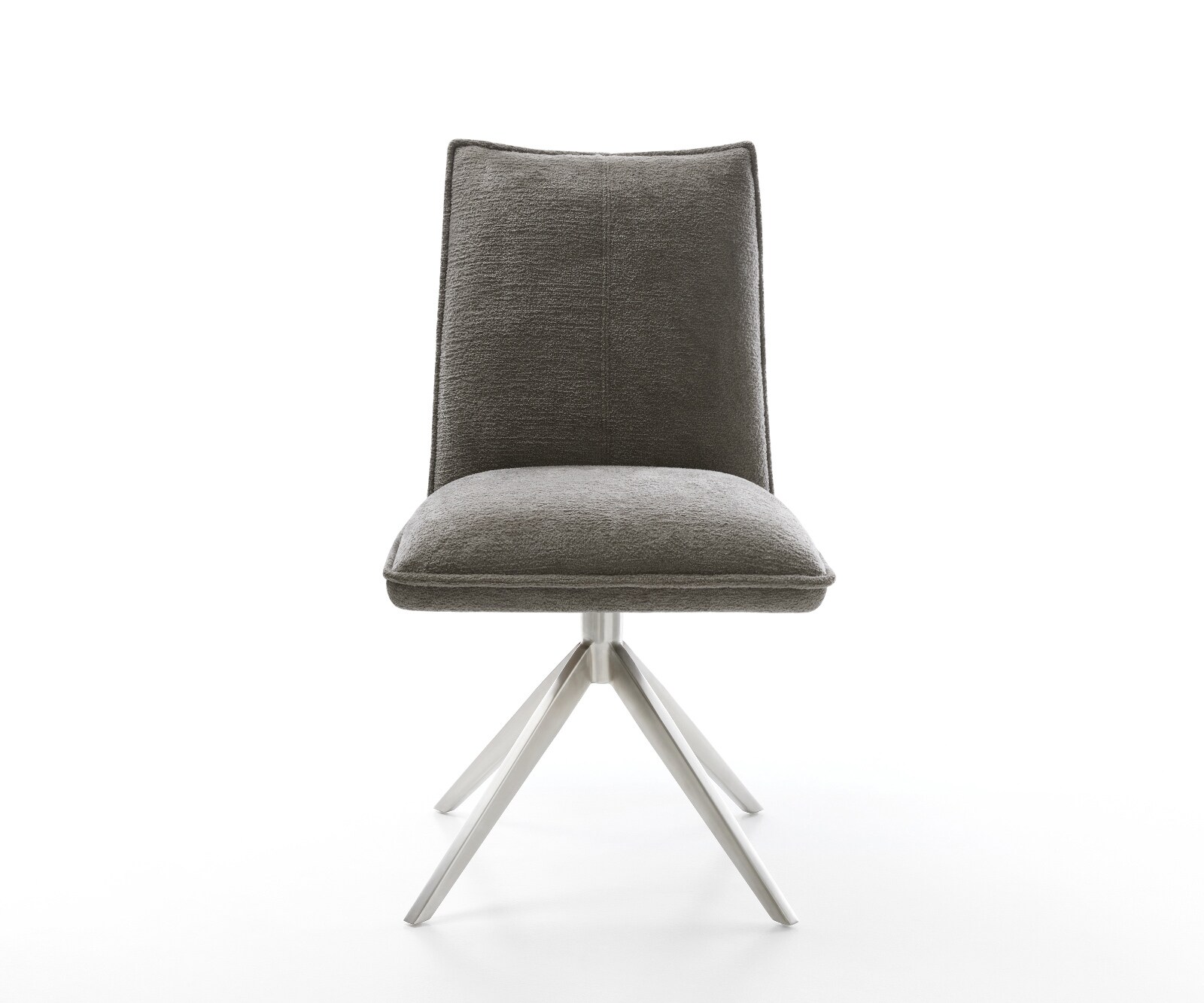 Въртящ се стол Lelio-Flex Bouclé Soft Mud Кръстосана рамка широка Неръждаема стомана Въртене на 360° Люлееща се функция Ядро от джобни пружини 2