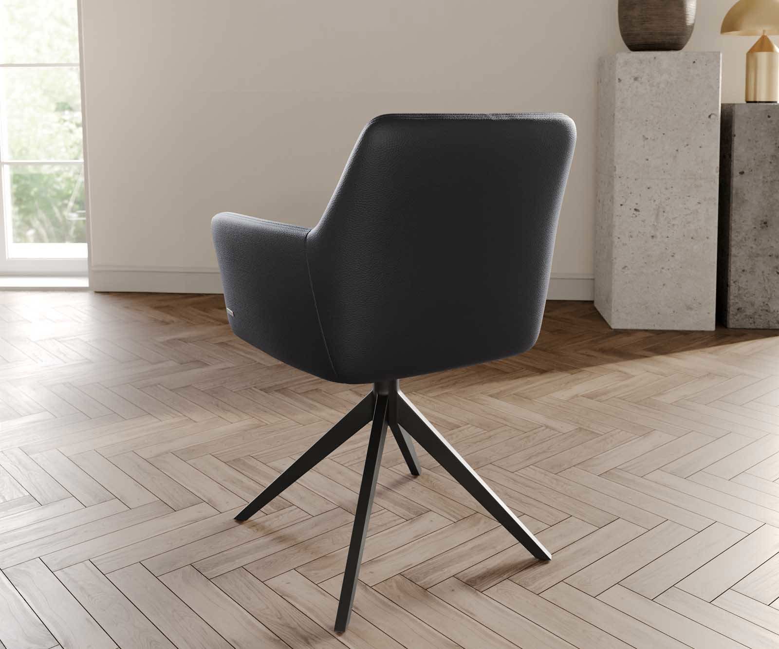 Врътящ се стол с подлакътници Естествена кожа Черен Конус крак плосък Черен 360° въртящ се Покет пружина Xana-Flex 3 Врътящ се стол с подлакътници Естествена кожа Черен Конус крак плосък Черен 360° въртящ се Покет пружина Xana-Flex 3