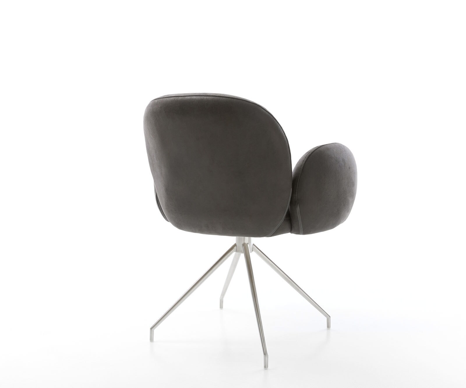 Врътящ се стол с подлакътници Антрацит Винтидж Конус крак кръгъл Неръждаема стомана 180° въртящ се Покет пружина Nube-Flex 4