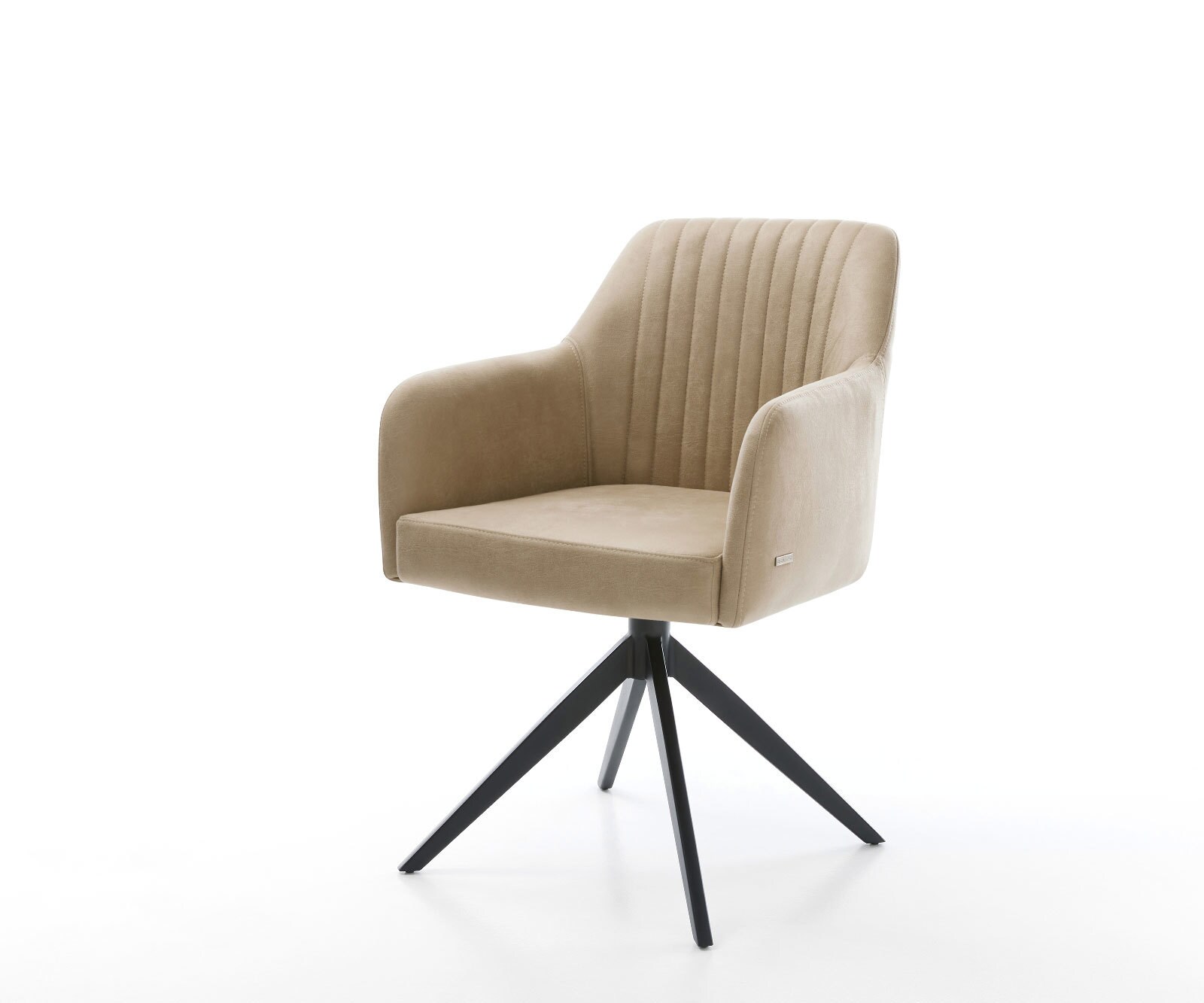 Въртящ се стол Greg-Flex Микрофибър Бежово Vintage Кръстосана рамка широка Черно 360° въртене Люлееща се функция Ядро от джобни пружини