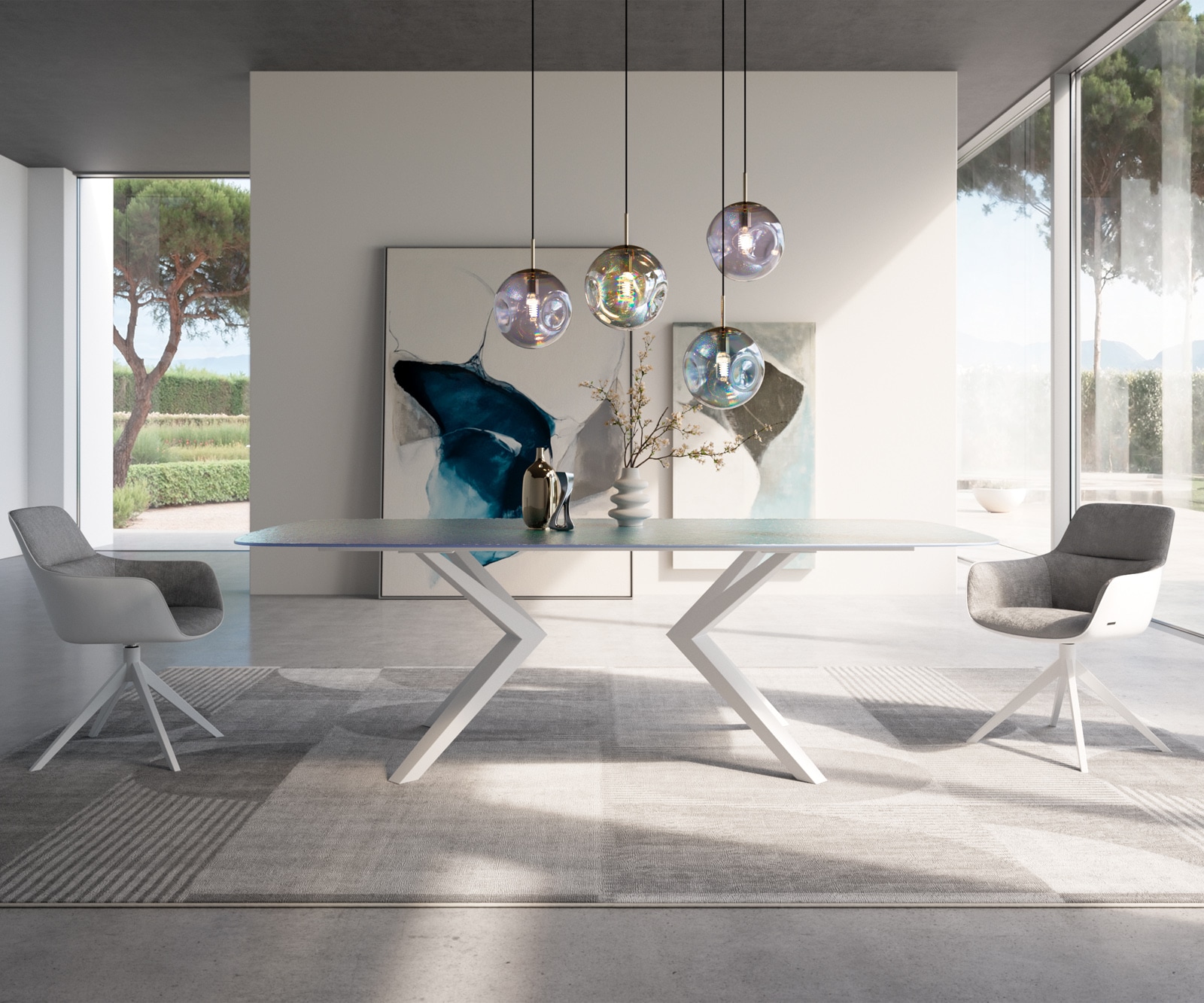 Основа за маса Zenthara от ъглов метал, бяла (комплект от 2) 2 Основа за маса Zenthara от ъглов метал, бяла (комплект от 2) 2