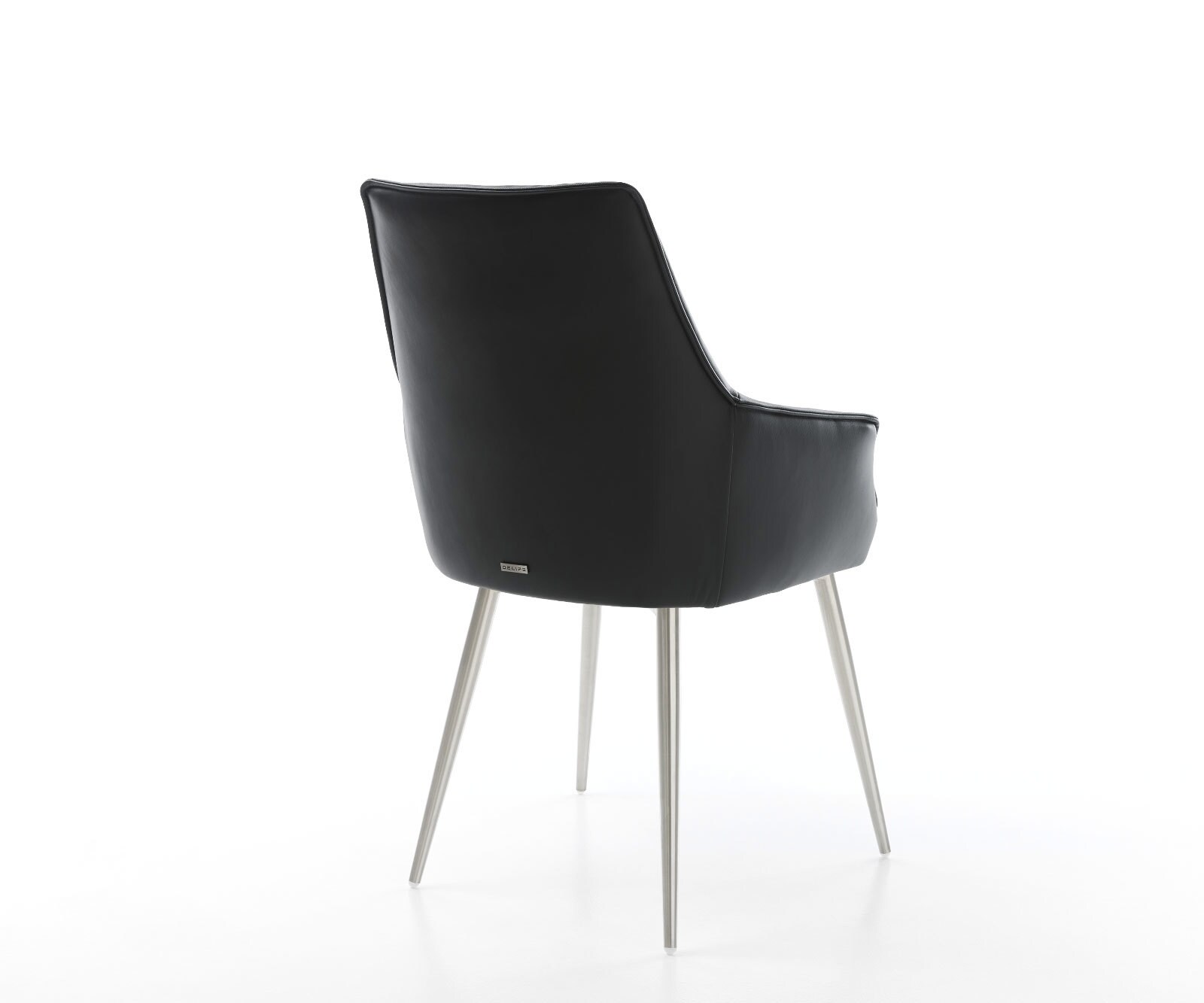 Стол Естествена кожа Черна 4-крака Прави Неръждаема стомана Покет пружина Alja-Flex 5