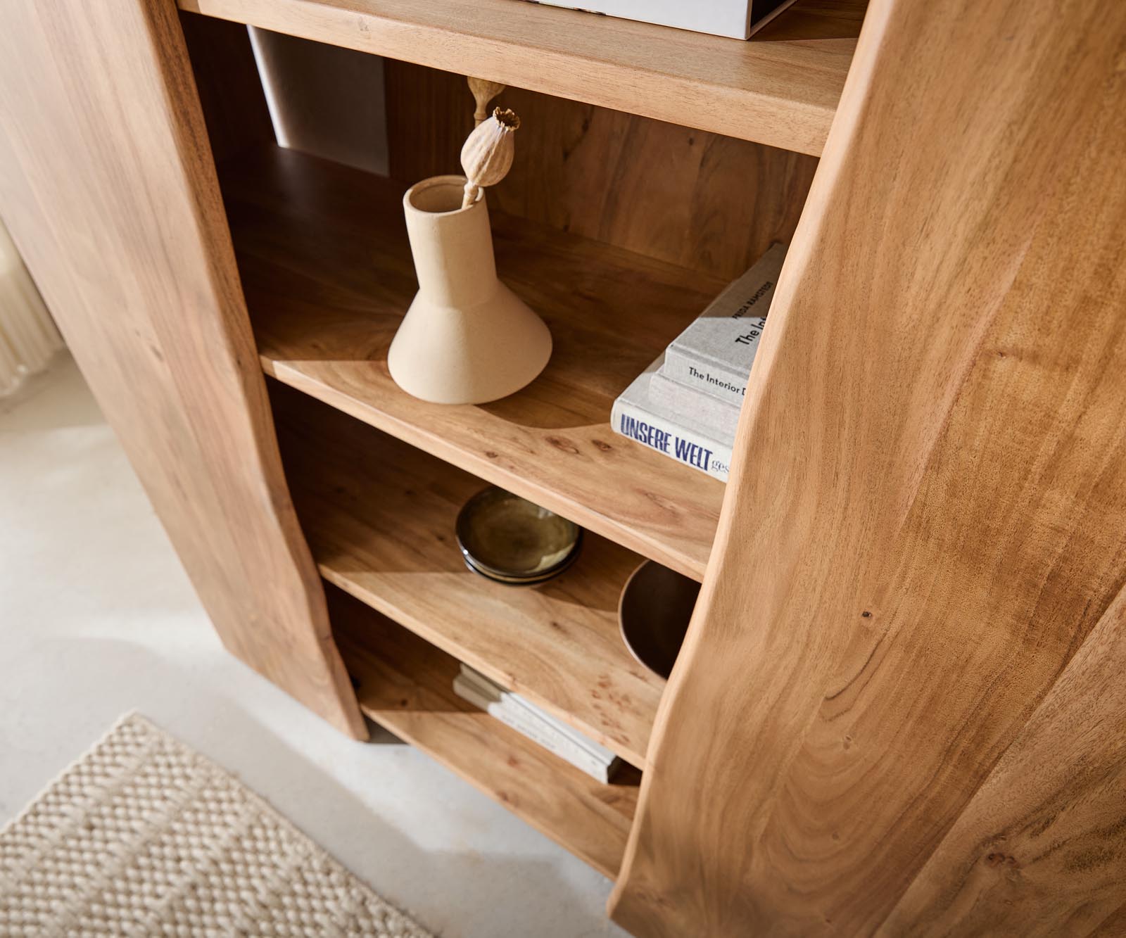 Рафт Live-Edge 140x195 cm естествена акация 2 вратички 4