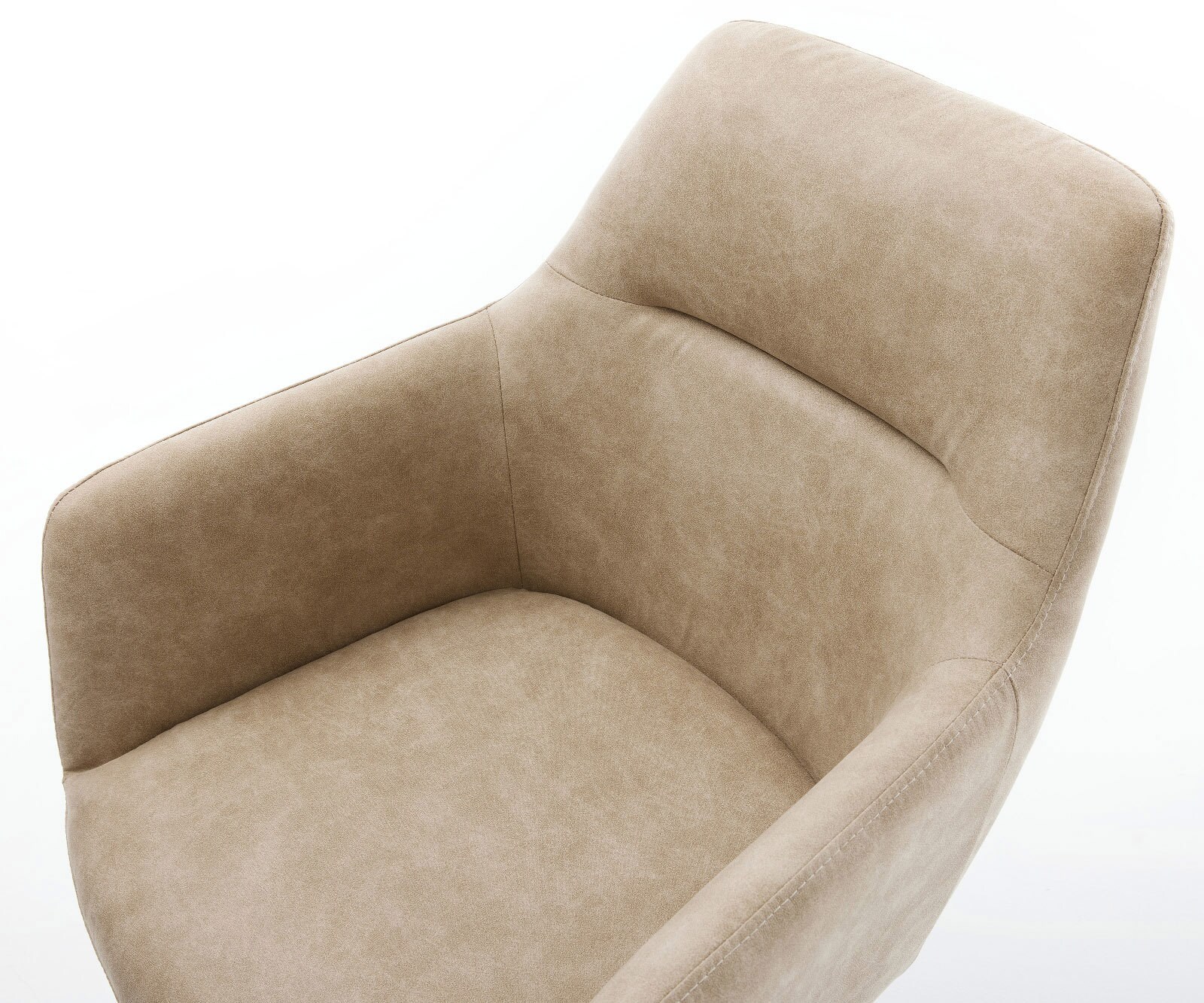 Въртящ се стол Pejo-Flex Микрофибър Бежово Vintage Кръстосана рамка широка Неръждаема стомана 360° въртене Люлееща се функция Ядро от джобни пружини 3