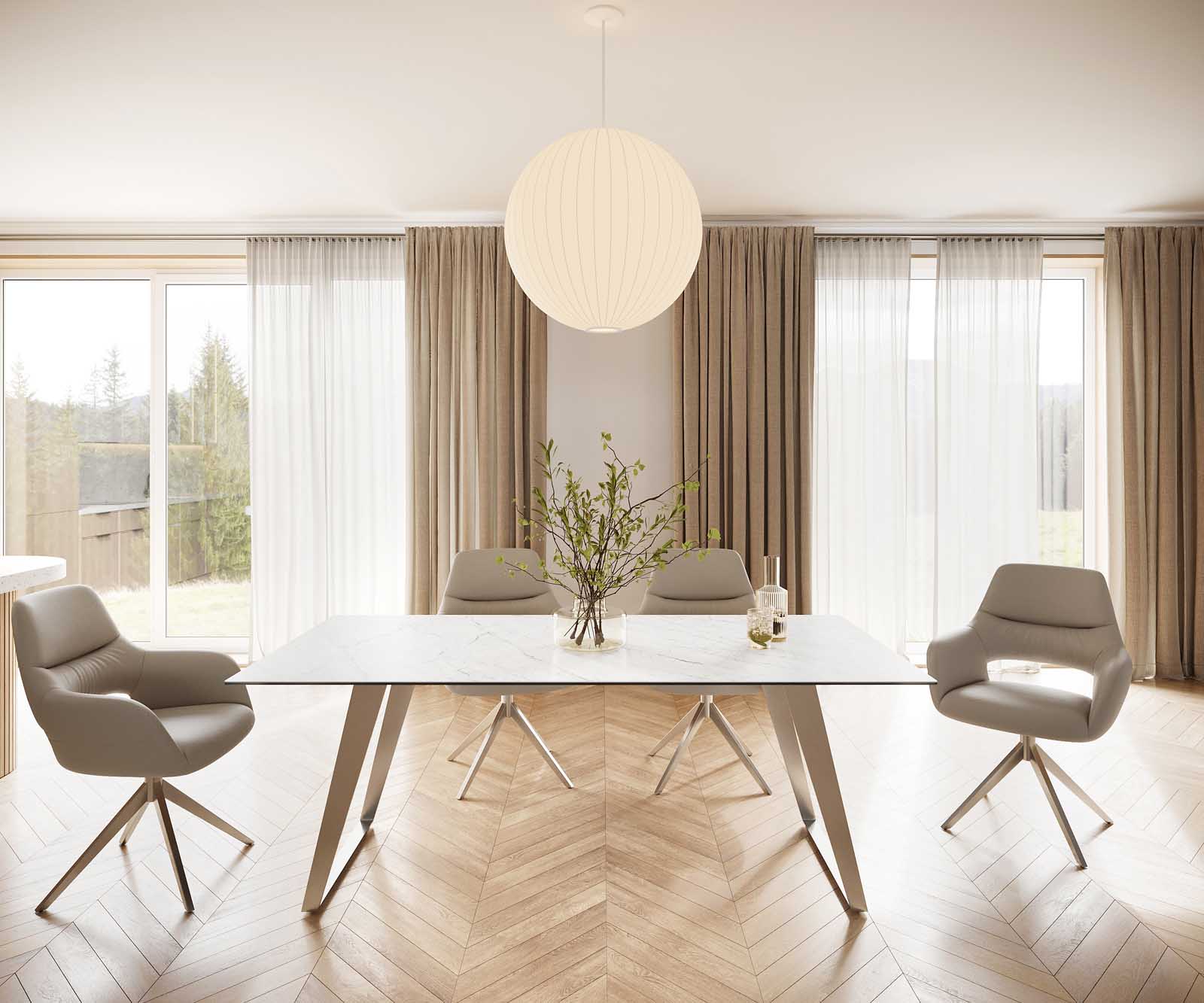 Маса 200x100 Keramik Laminam® Statuarietto Бял Неръждаема стомана под ъгъл Edge 1