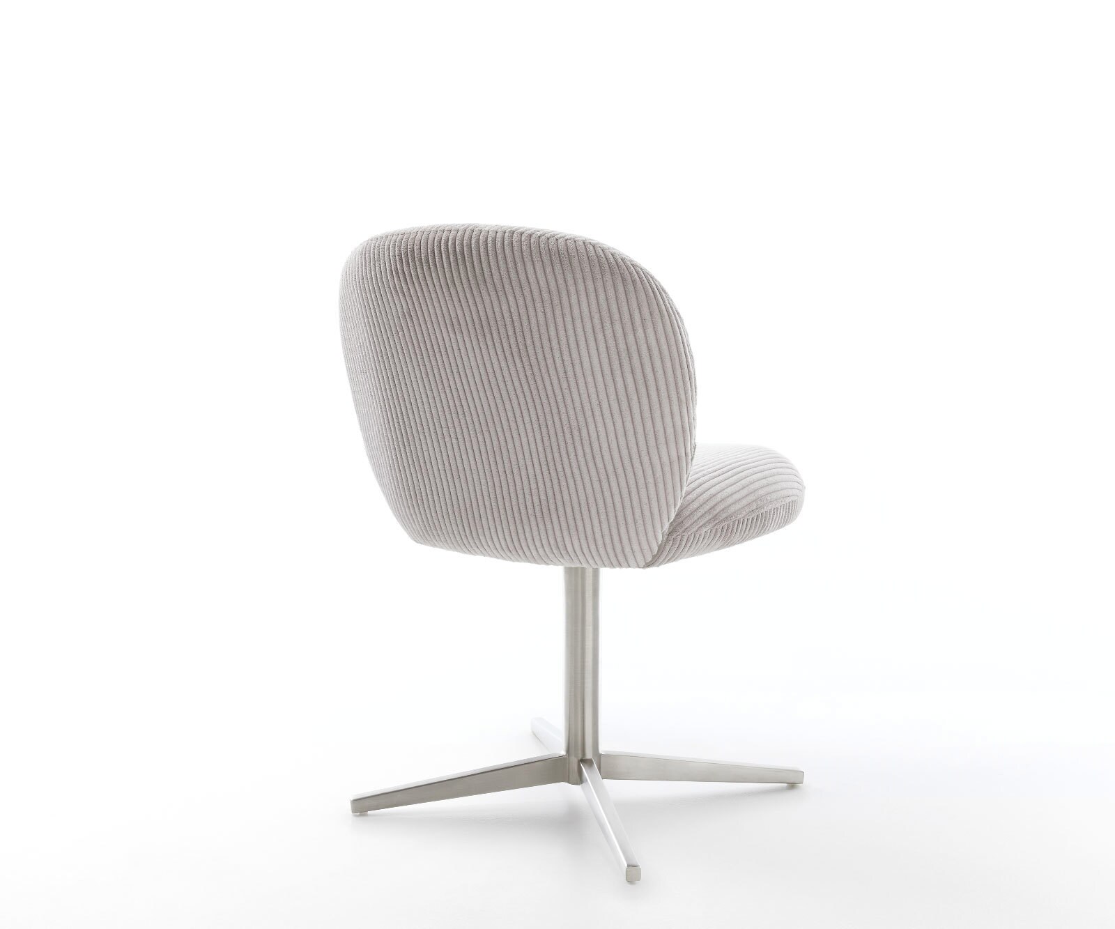 Врътящ се стол Корд СребристСив Офис основа Неръждаема стомана 360° въртящ се Покет пружина Nube-Flex 5