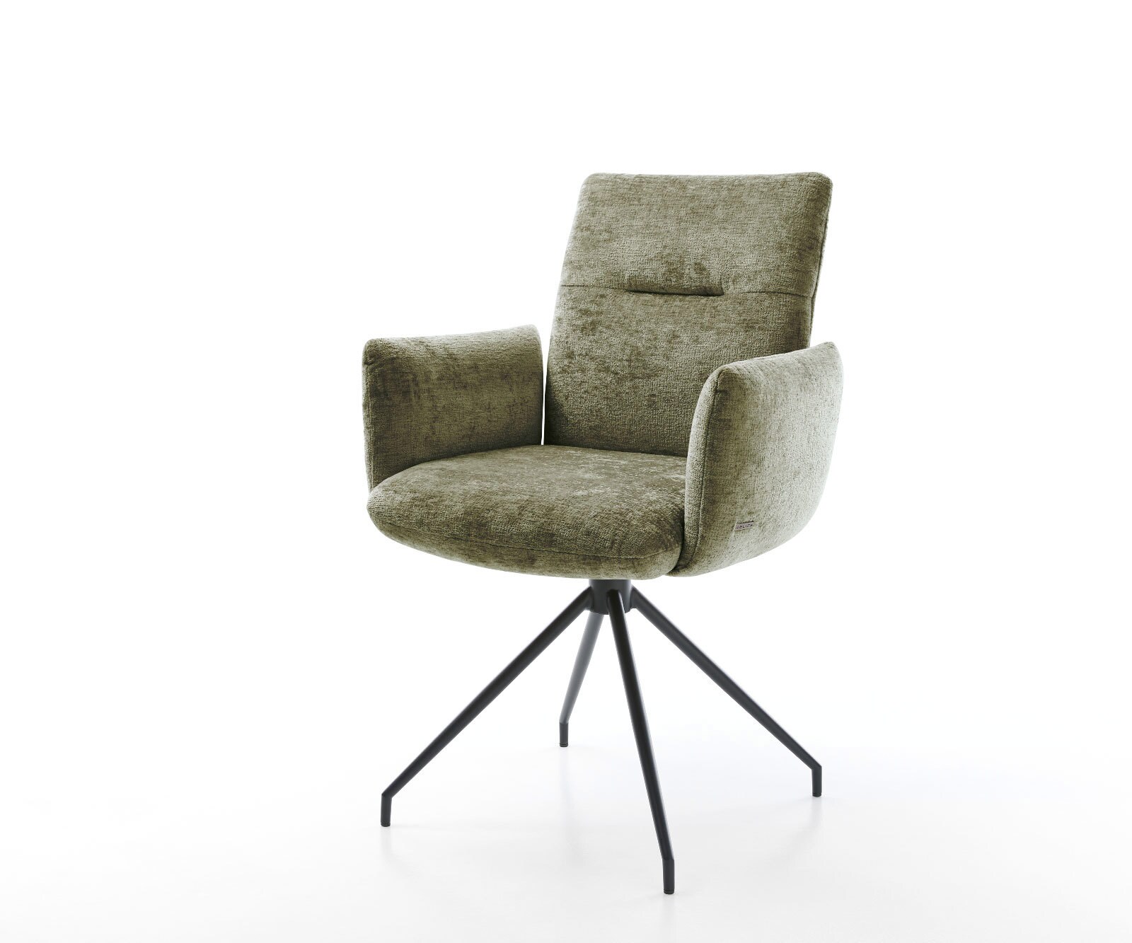 Врътящ се стол с подлакътници Шенил Маслина Конус крак кръгъл Черен 180° въртящ се Покет пружина Jova-Flex 1