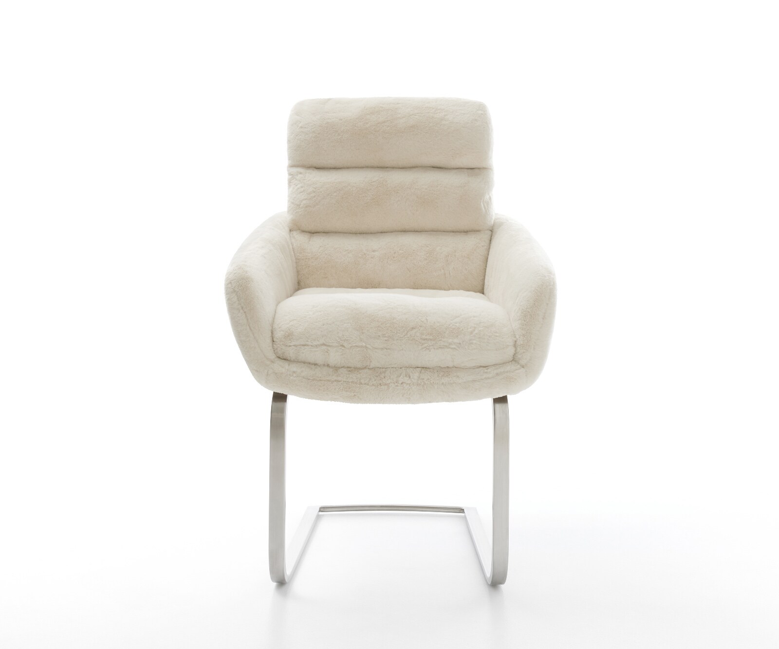 Конзолен стол Abelia-Flex с подлакътници плюшен крем-бял Конзолен стол плосък от неръждаема стомана 1