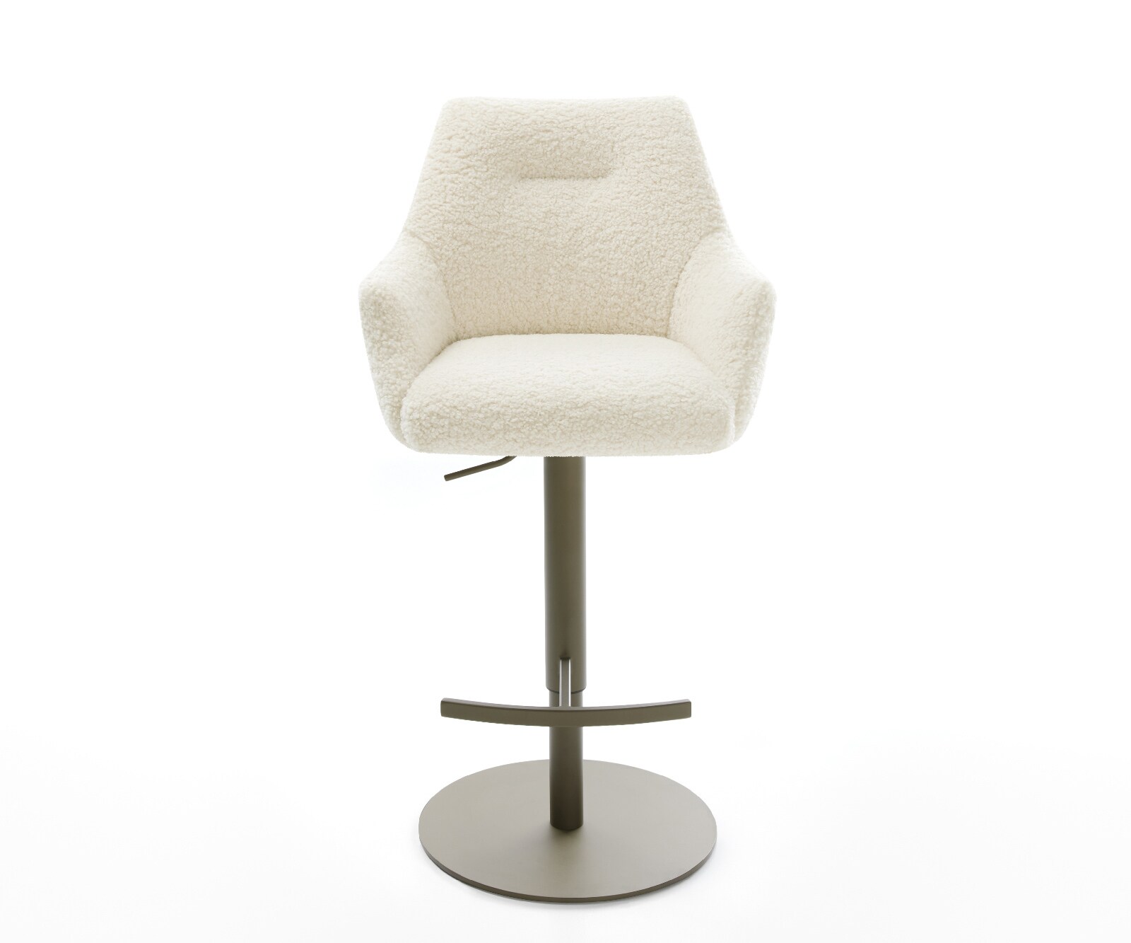 Бар стол Alja-Flex teddy плат бежов, въртяща се основа регулируема по височина метална, сърцевина от джобни пружини с титанов цвят 2